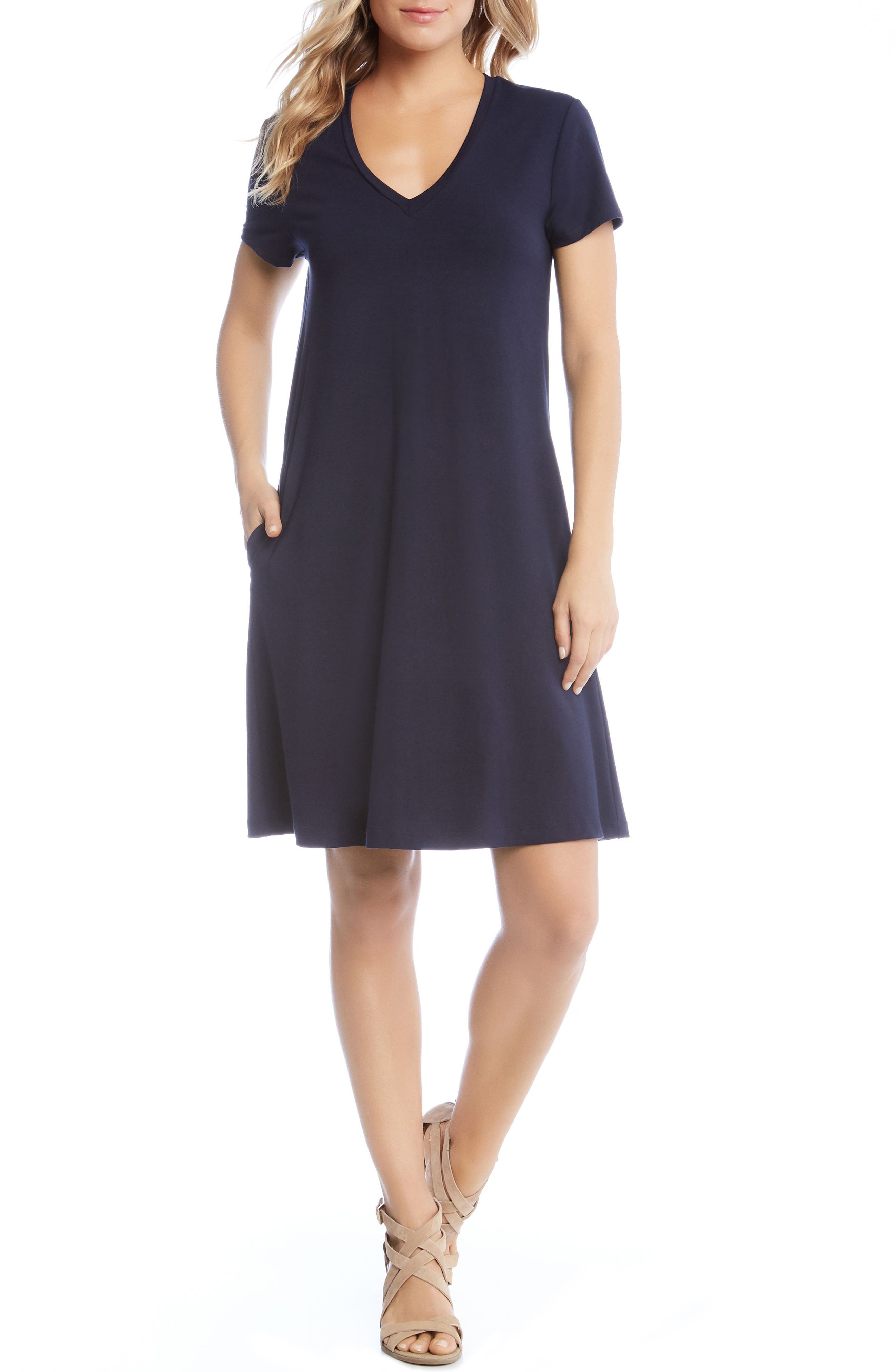 Karen Kane Quinn Pocket Shift Dress, Blue