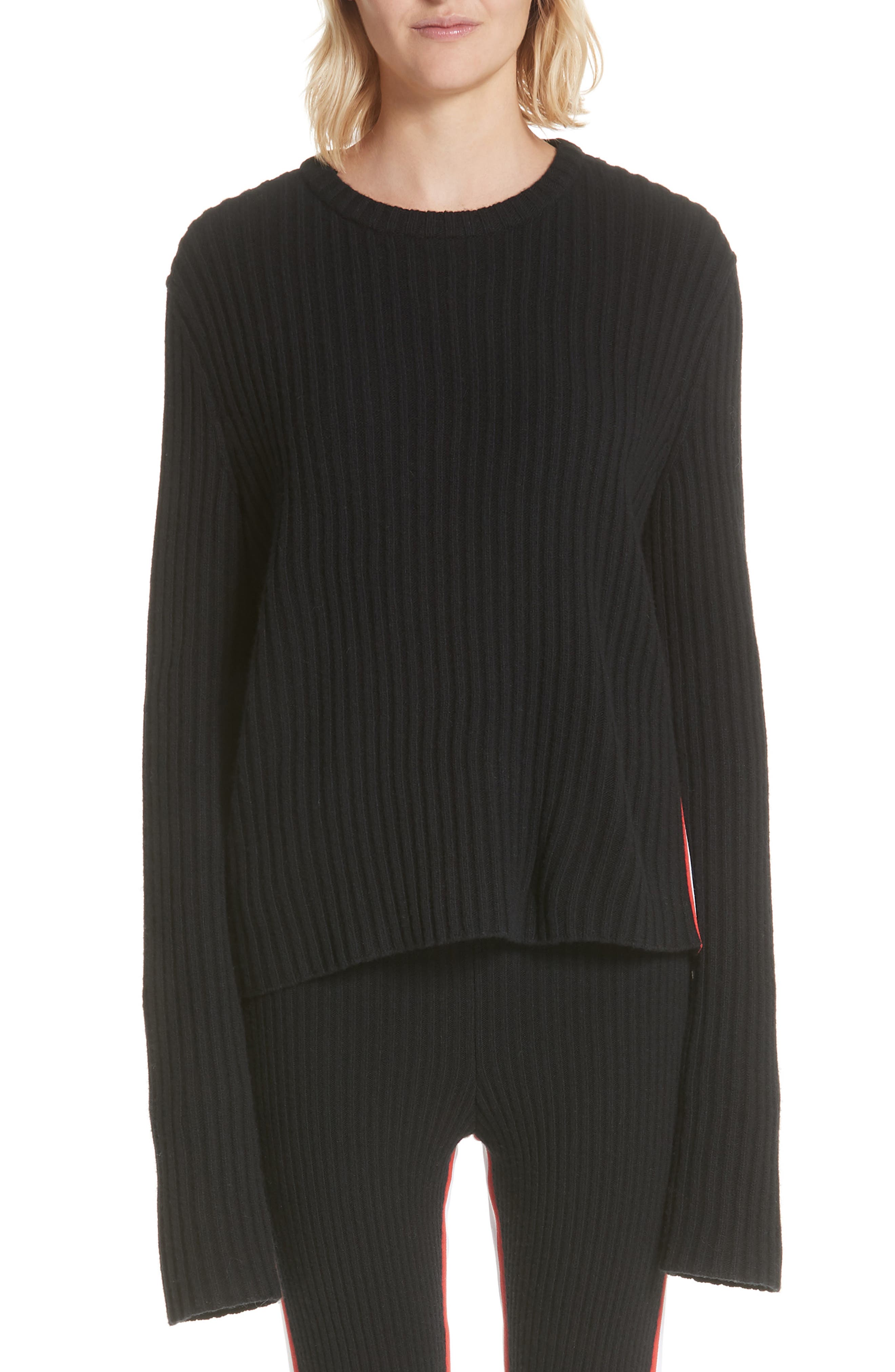 Calvin Klein 205W39Nyc Side Stripe Wool Blend Sweater, Black