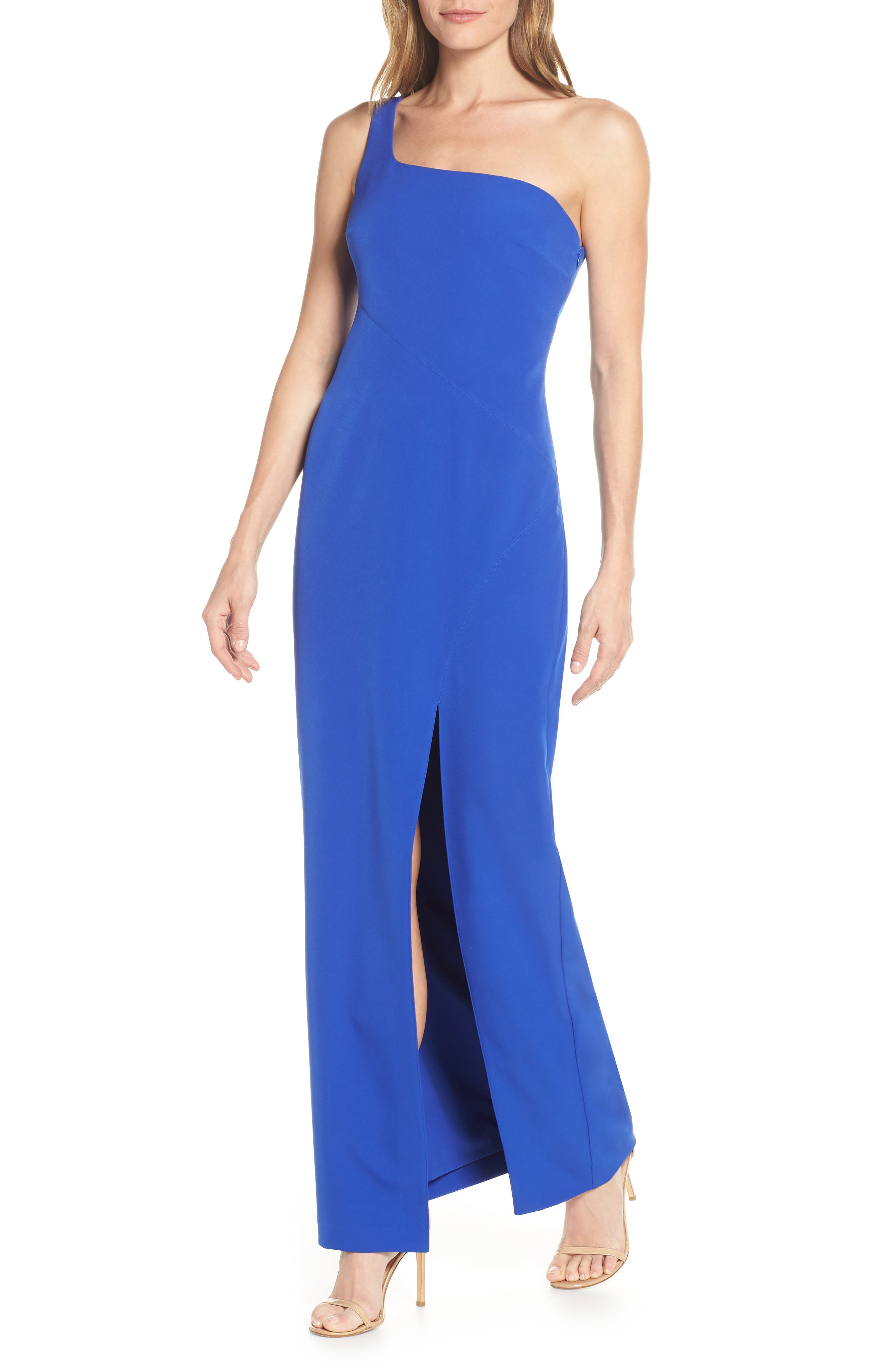 Vince Camuto One-Shoulder Column Dress, Blue