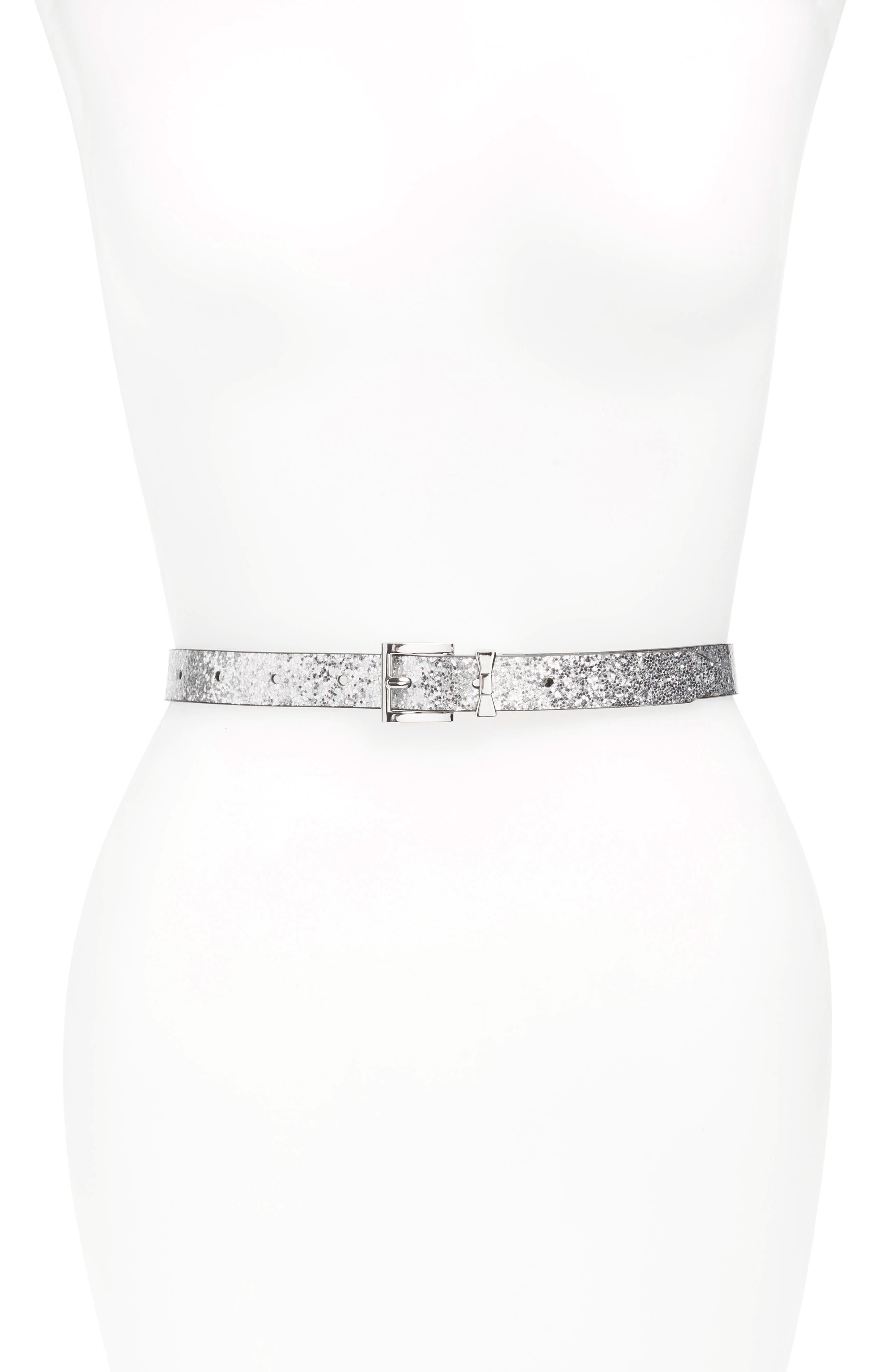 Kate Spade New York Reversible Skinny Belt, Silver/ Black
