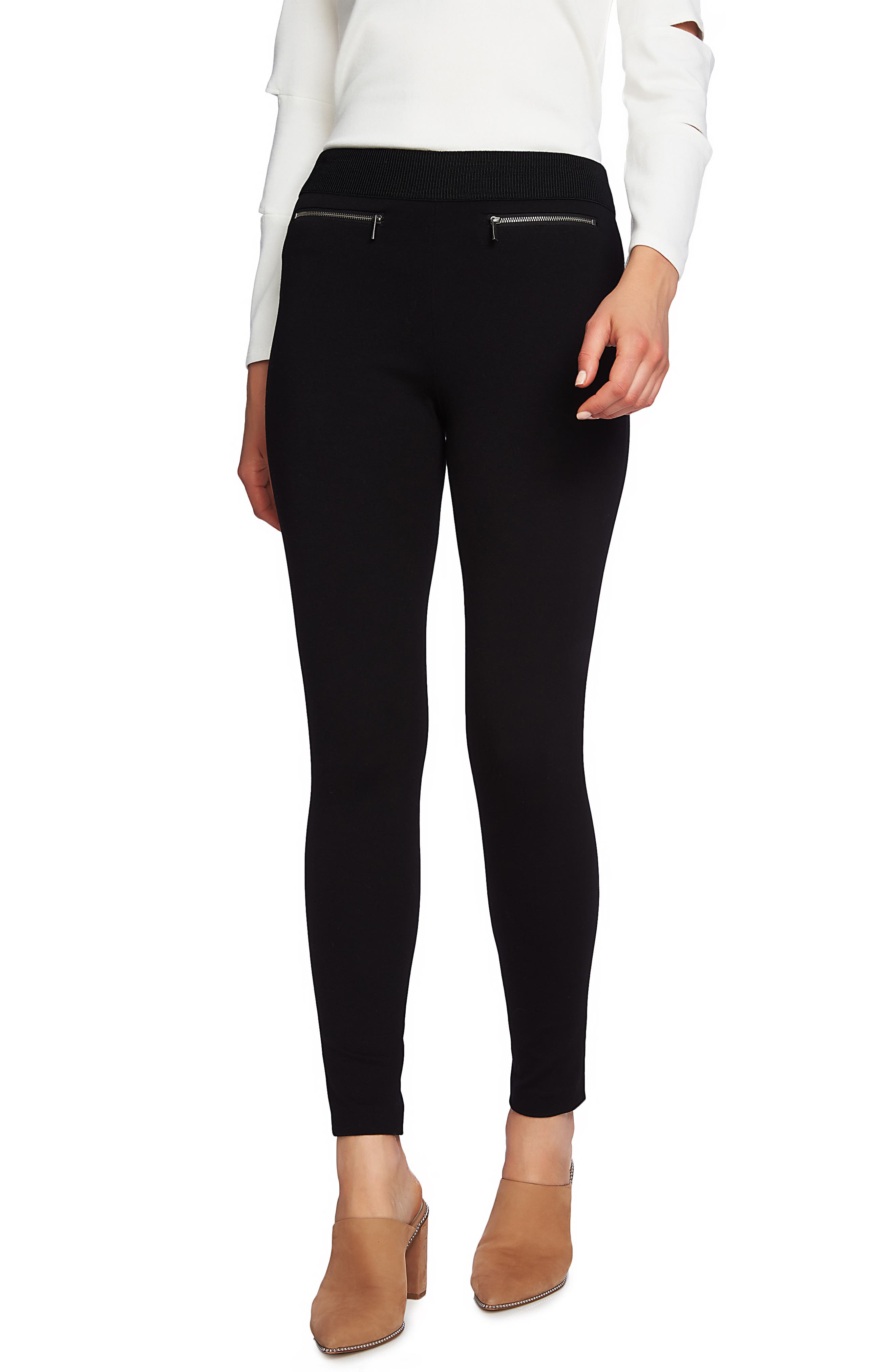 1.state Zip Pocket Ponte Leggings, Black
