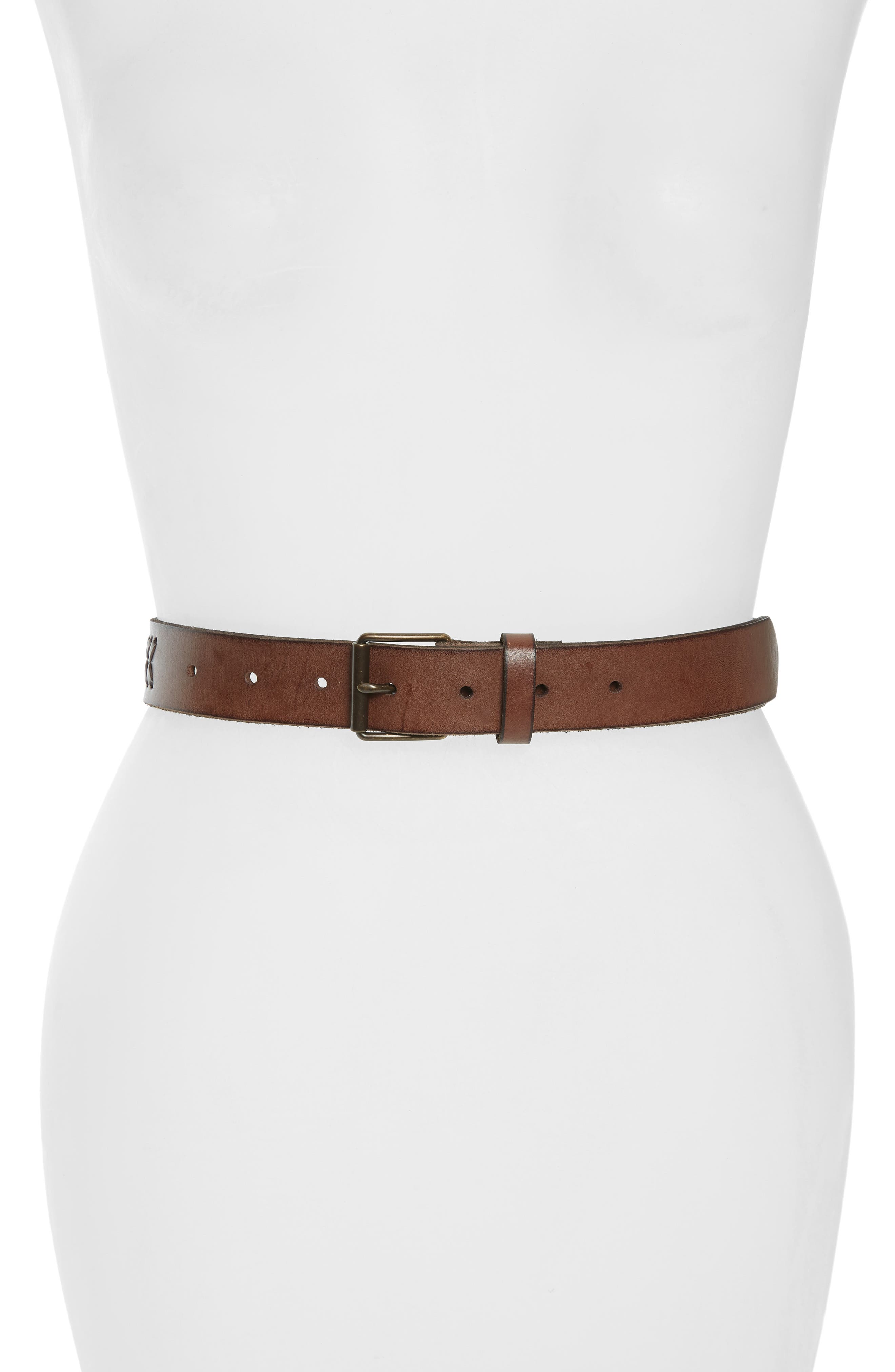 Treasure & Bond Whipstitch Leather Belt, Brown Saddle
