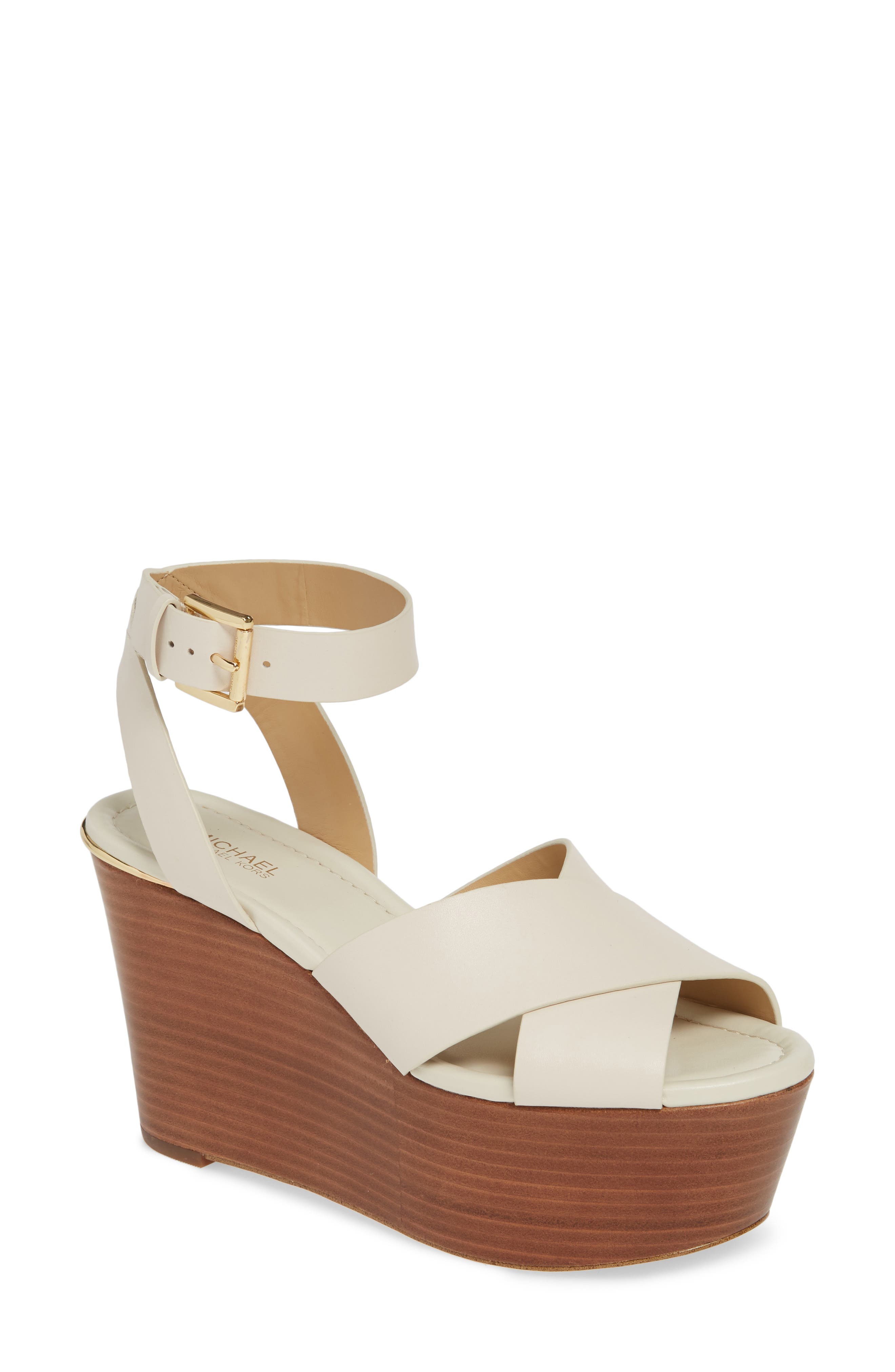 Michael Michael Kors Abbott Platform Wedge Sandal, Ivory