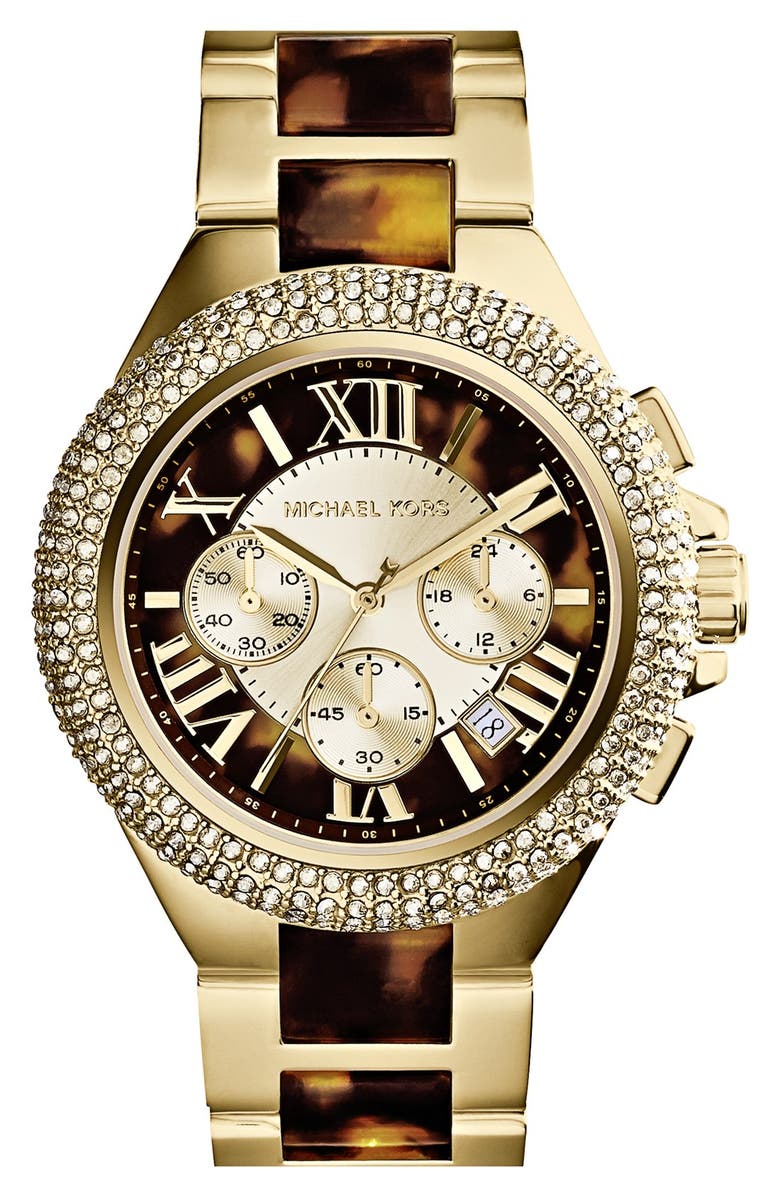 Michael Kors 'Camille' Crystal Bezel Chronograph Bracelet Watch, 43mm ...