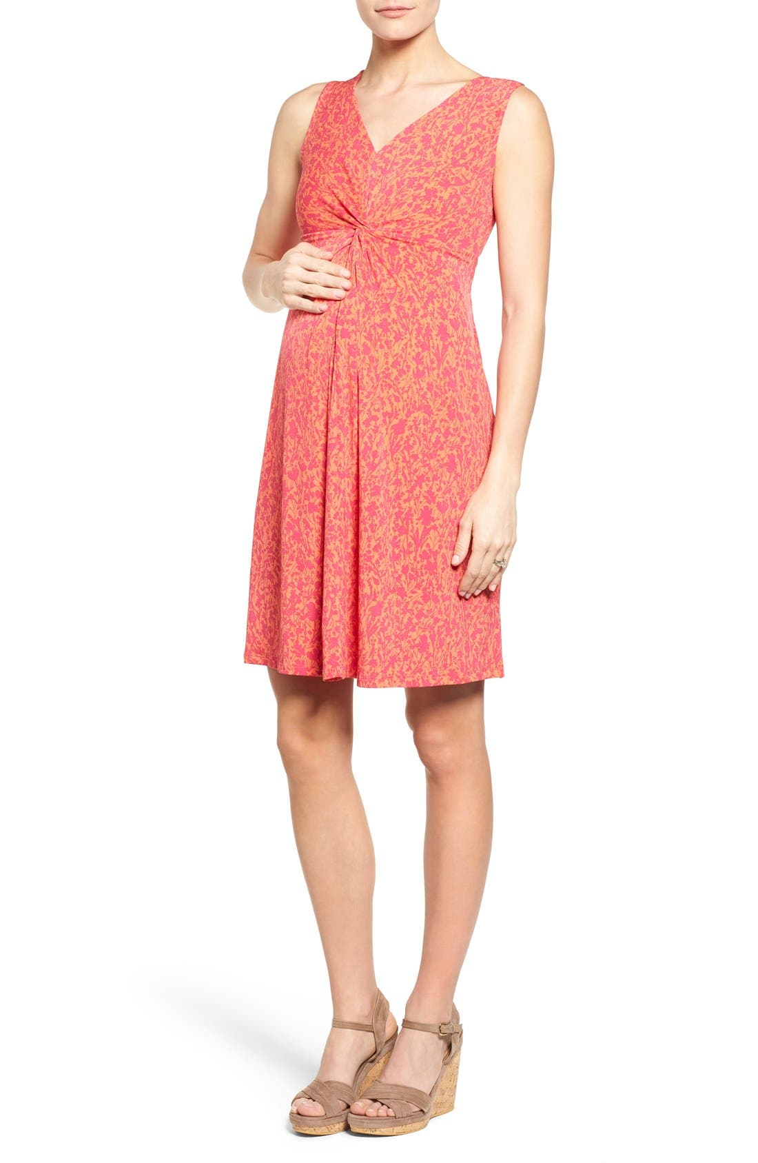 Leota Sleeveless Maternity Dress, Orange