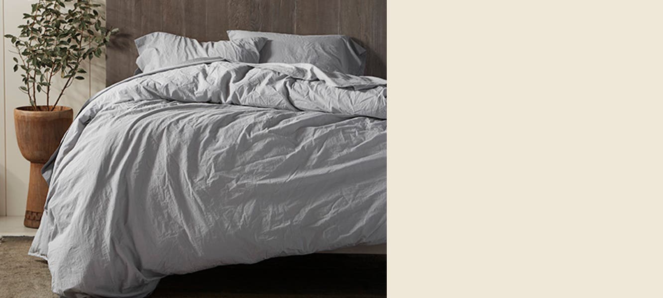 Percale sheets, pillowcases and duvet cover.