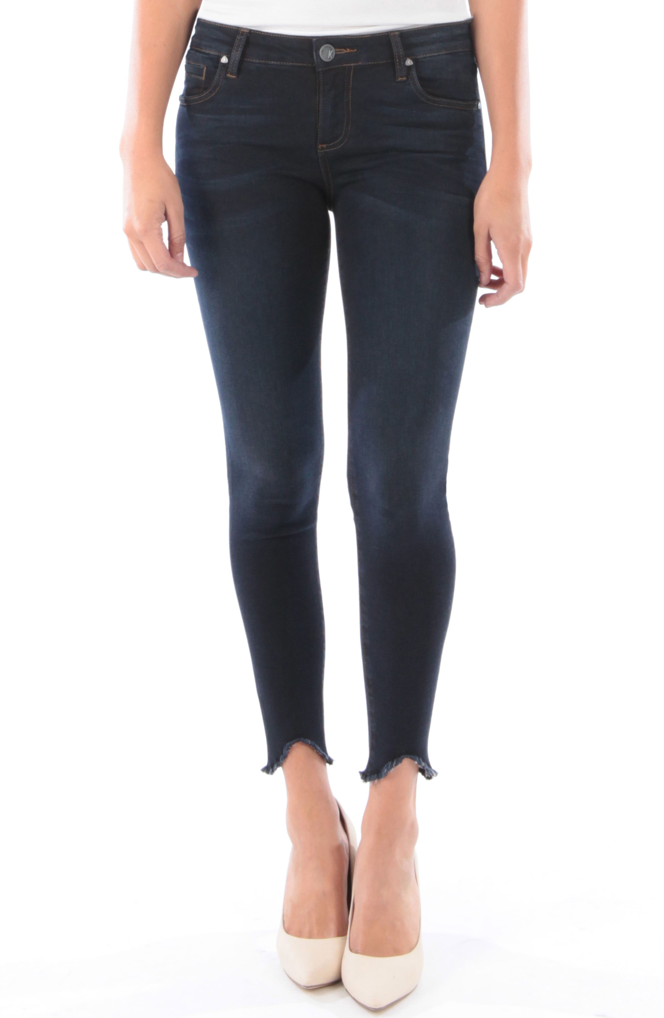 Kut From The Kloth Connie Frayed Step Hem Ankle Skinny Jeans