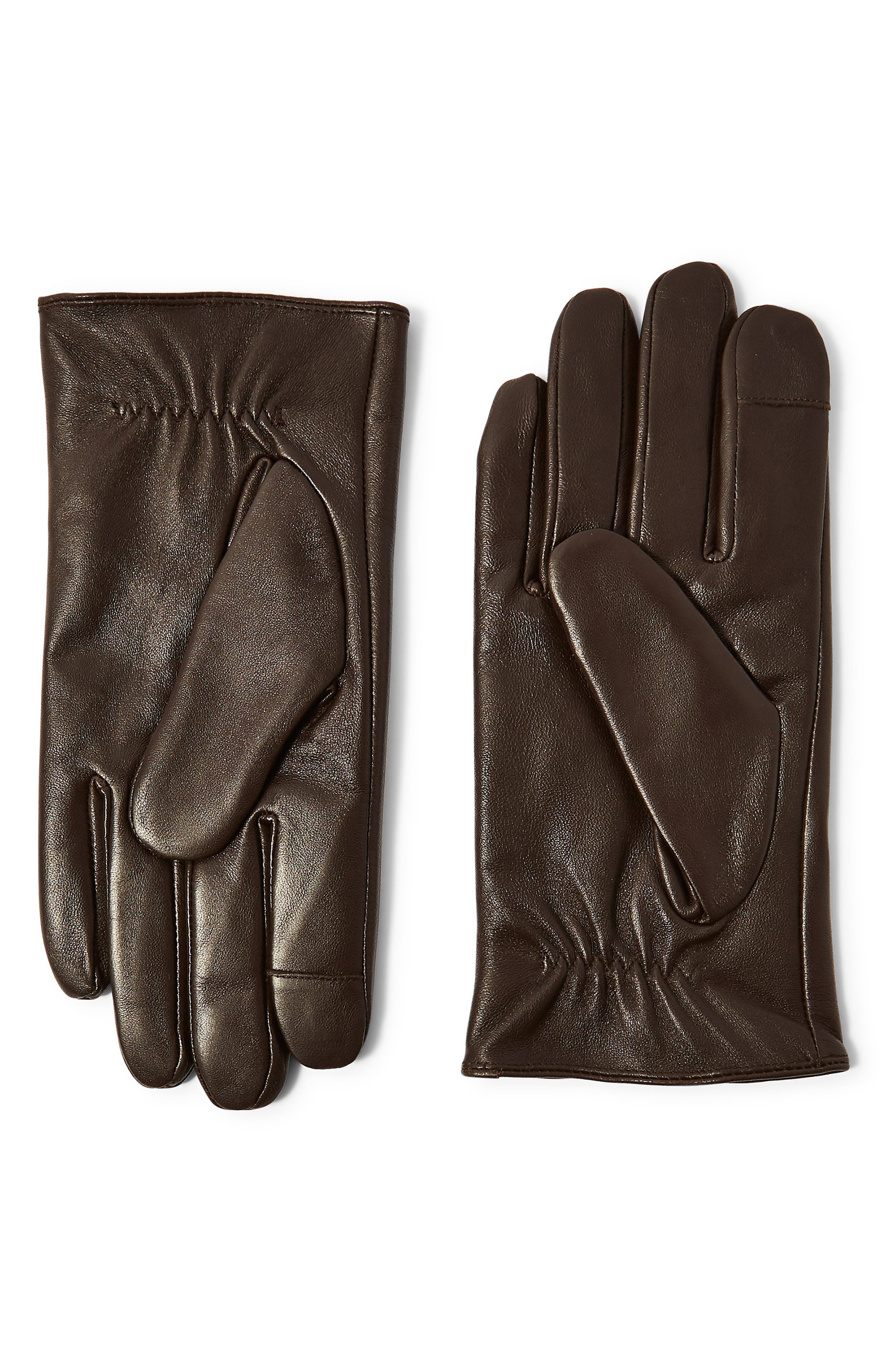 Topman Leather Gloves, Brown