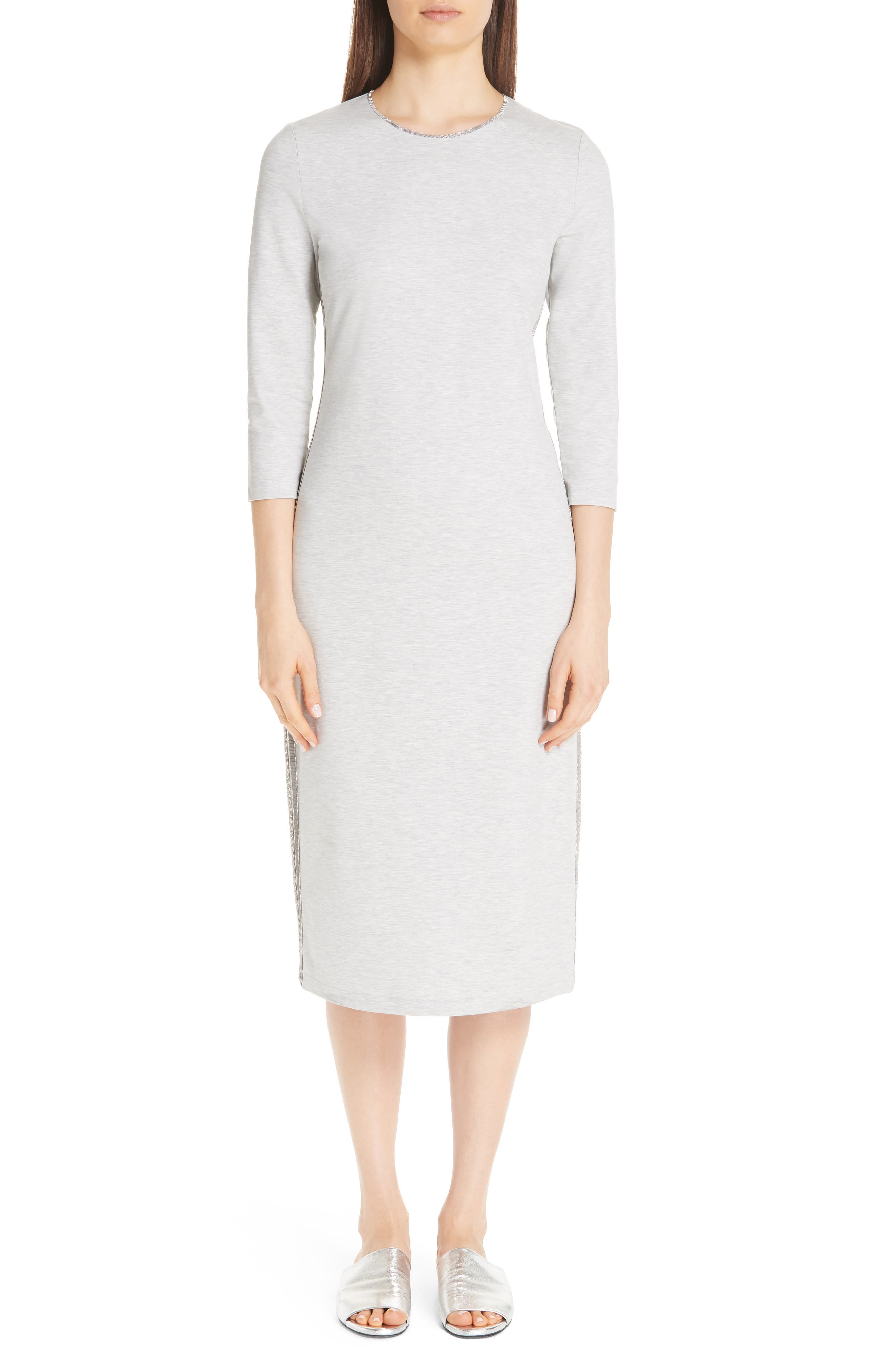 Fabiana Filippi Side Stripe Jersey Dress, US / 40 IT - Grey