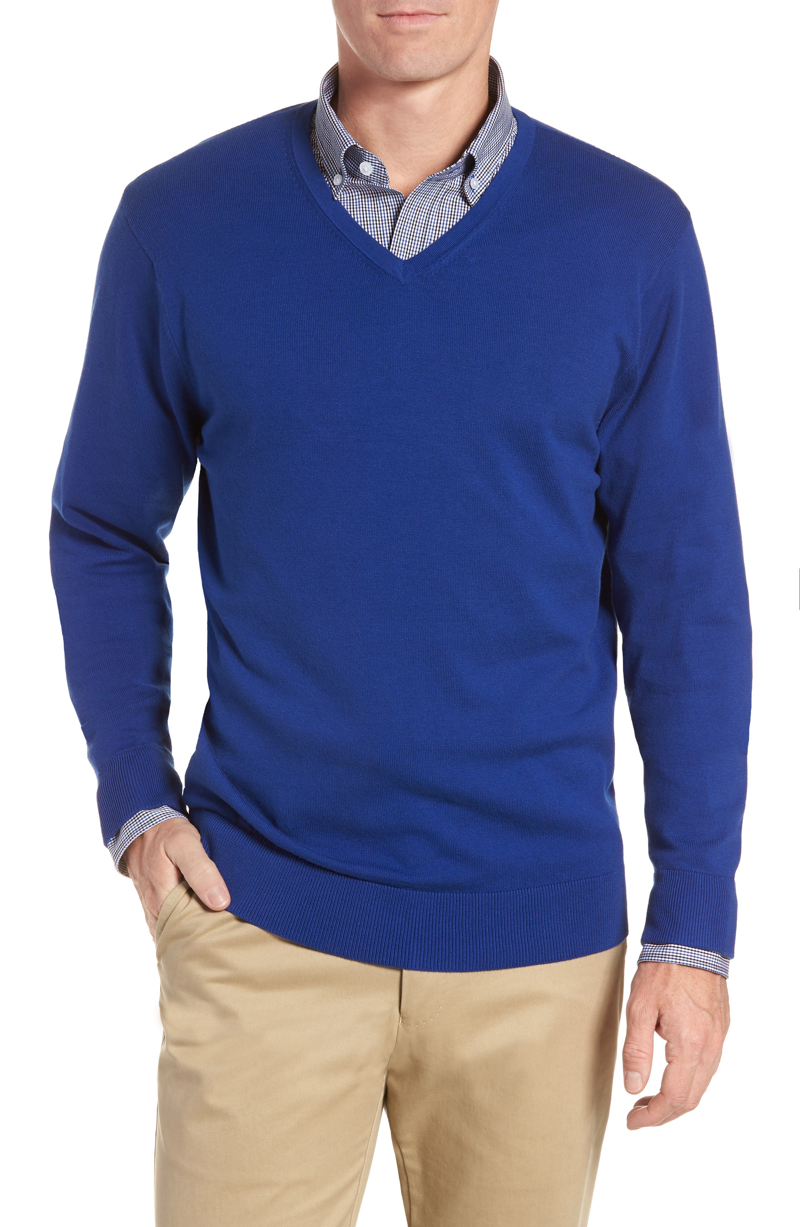 Cutter & Buck Lakemont V-Neck Sweater, Blue