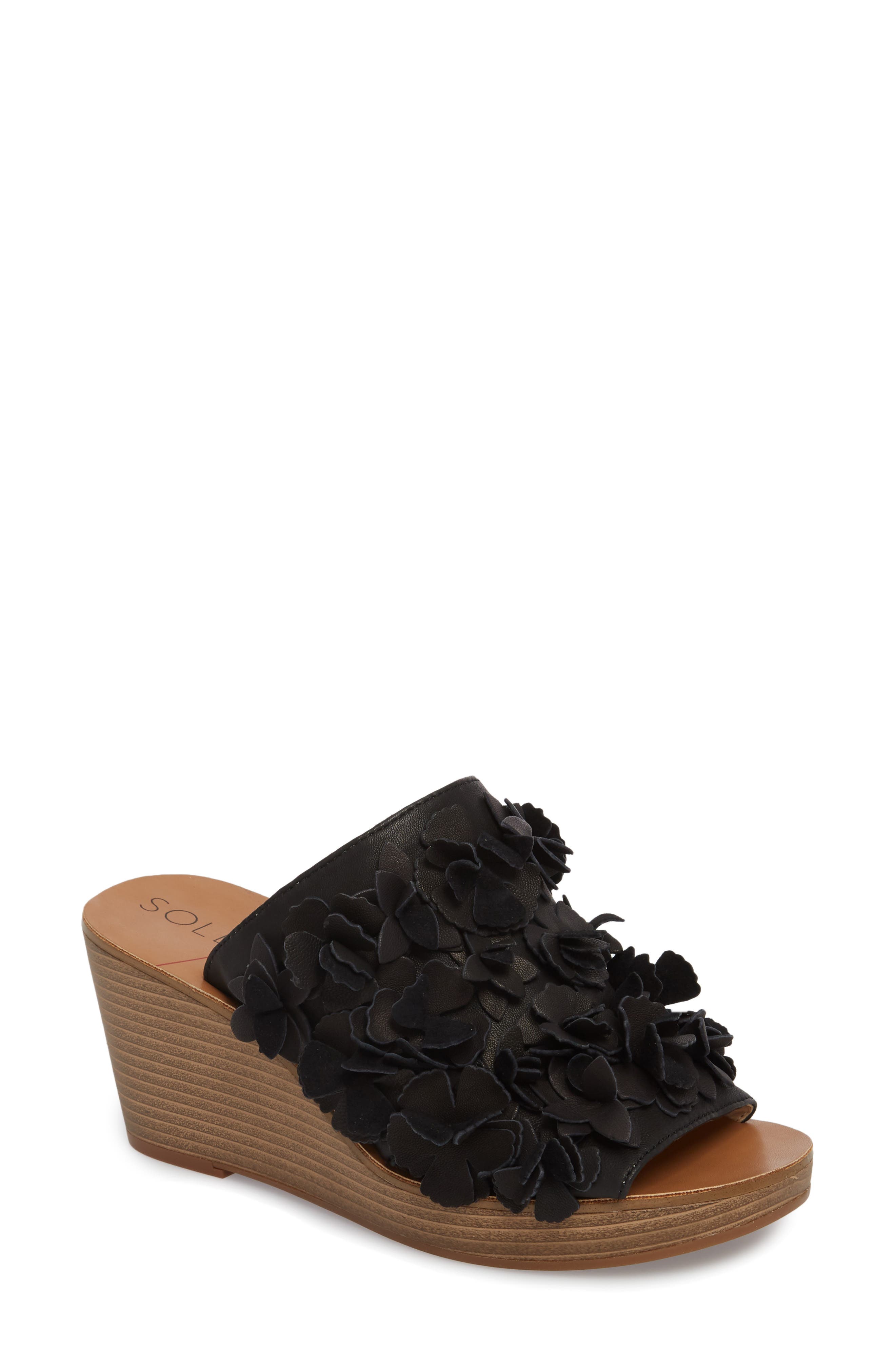 Sole Society Poppie Wedge Sandal- Black