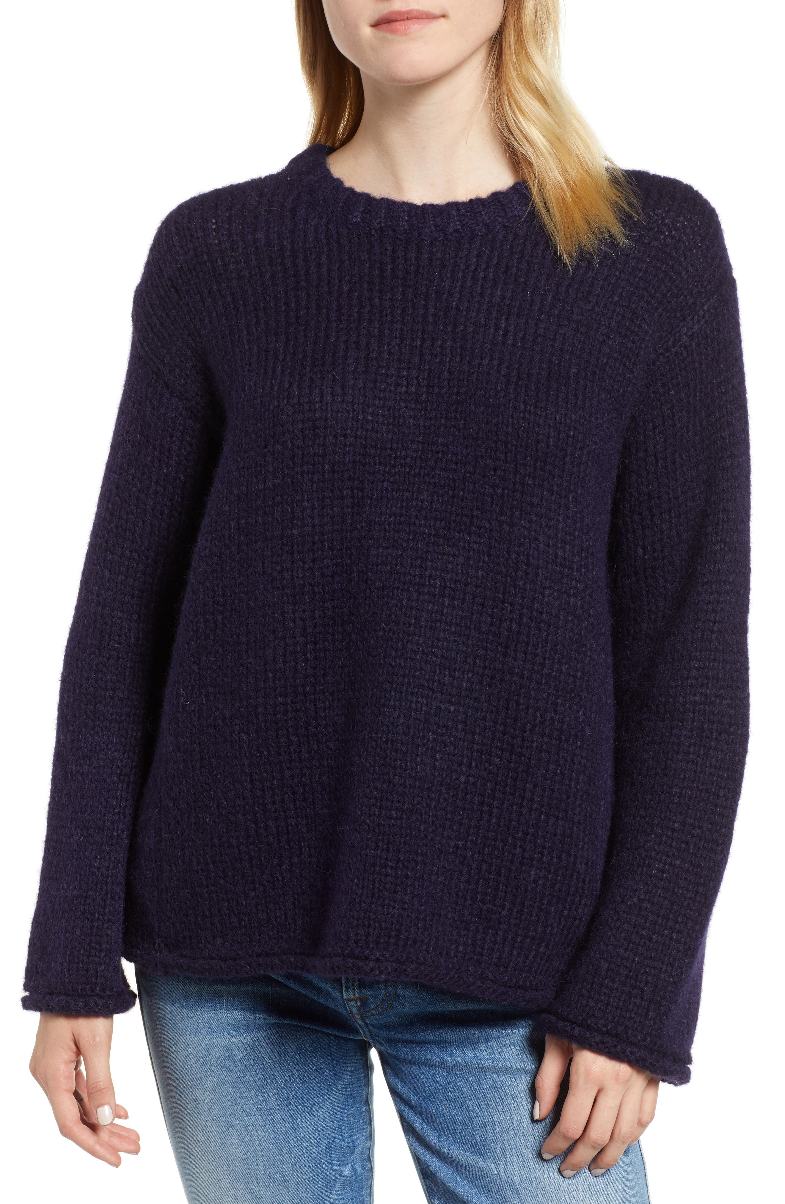 Velvet By Graham & Spencer Wool Alpaca Blend Crewneck Sweater, Blue