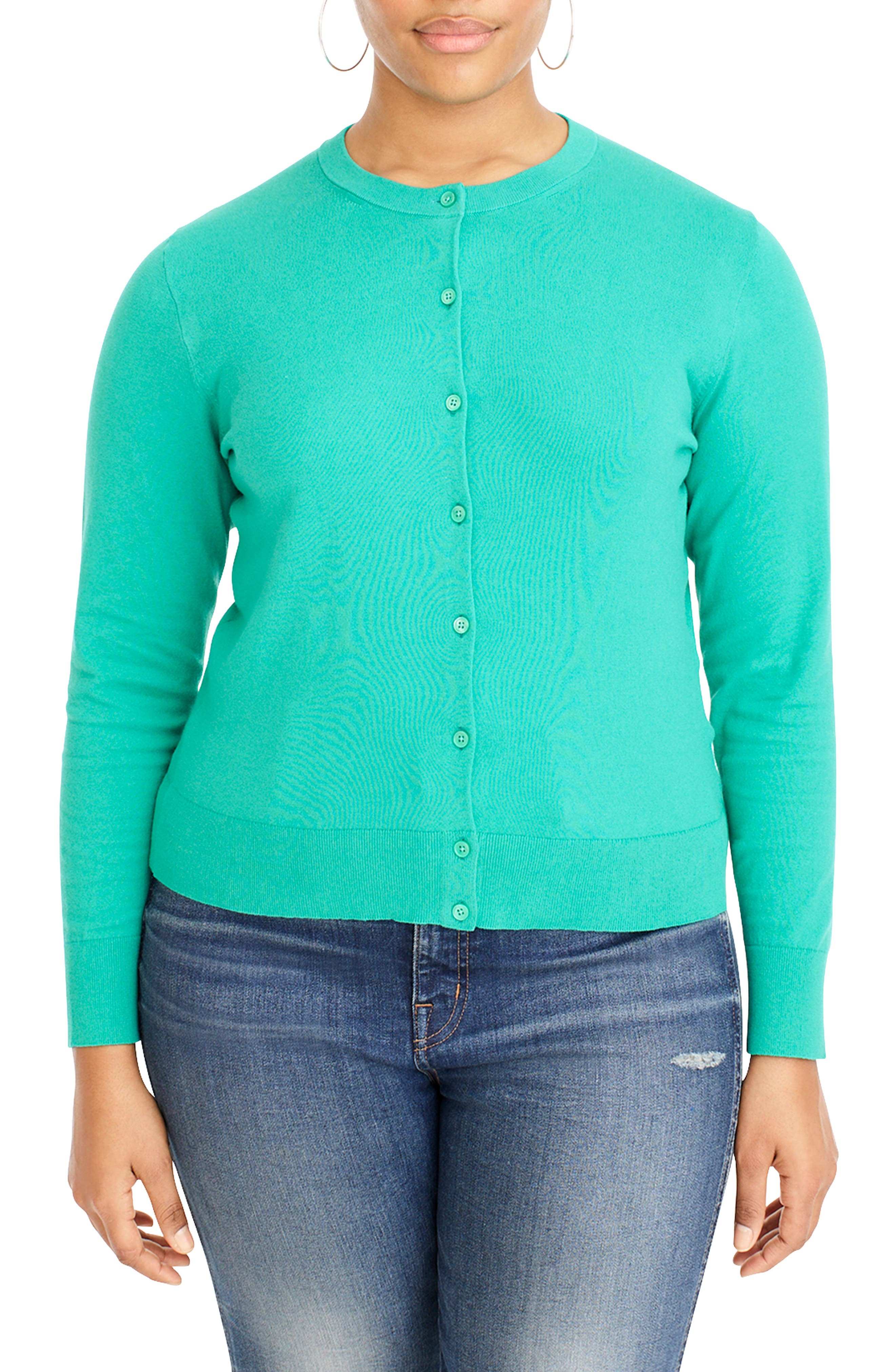 J.crew Jackie Cotton Blend Cardigan, Green