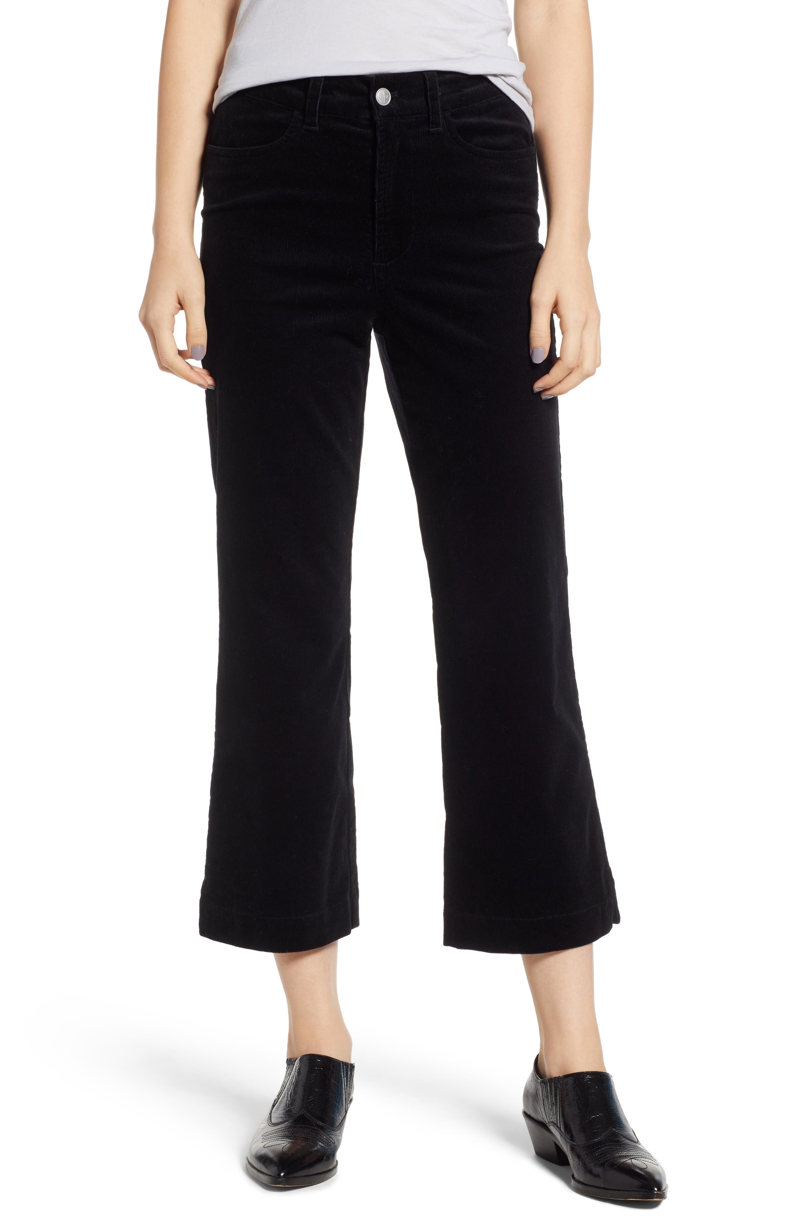 Bp. Corduroy Crop Flare Pants, Black
