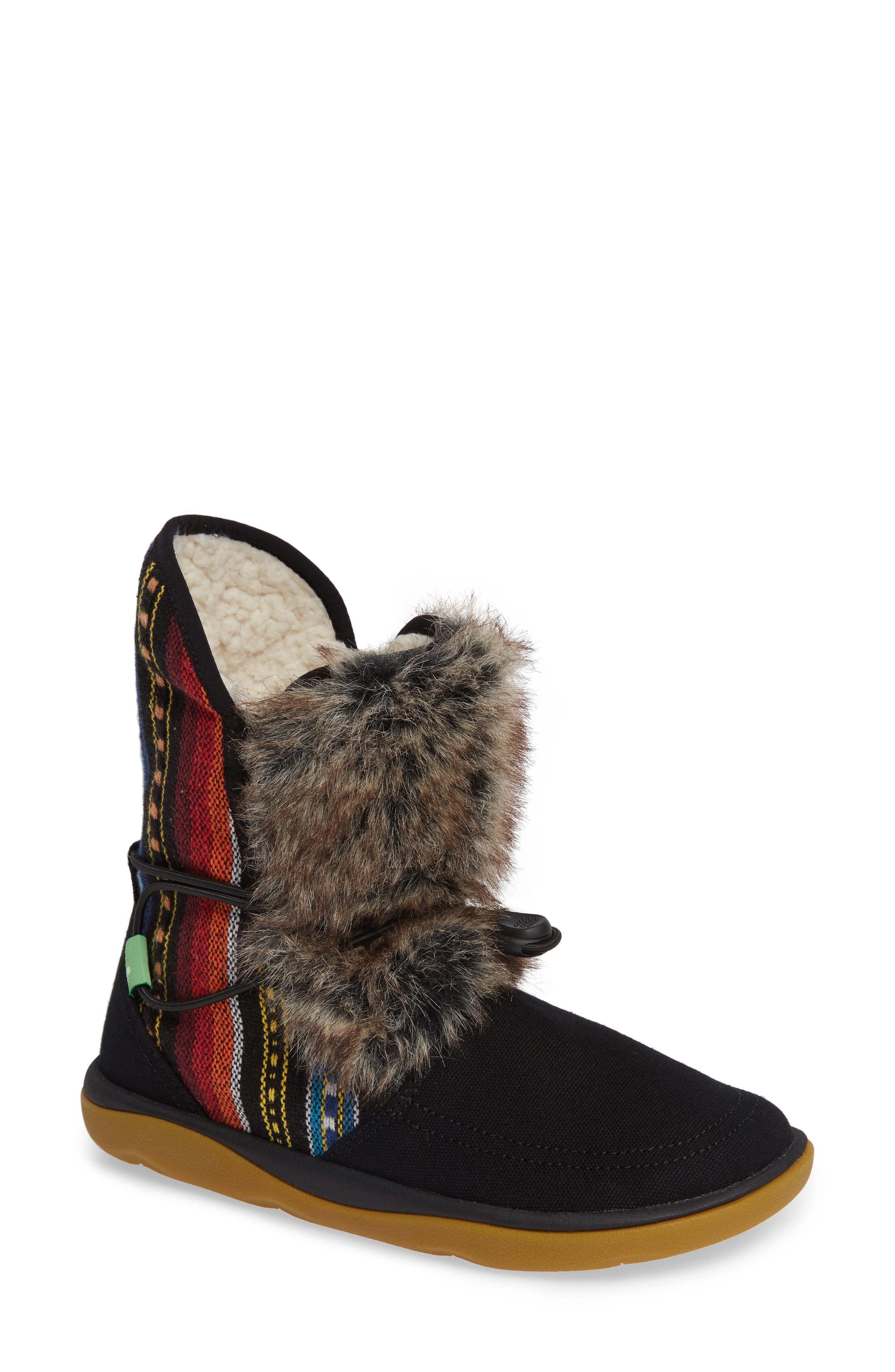 Sanuk Tripper Flurry Faux Fur Boot, Black