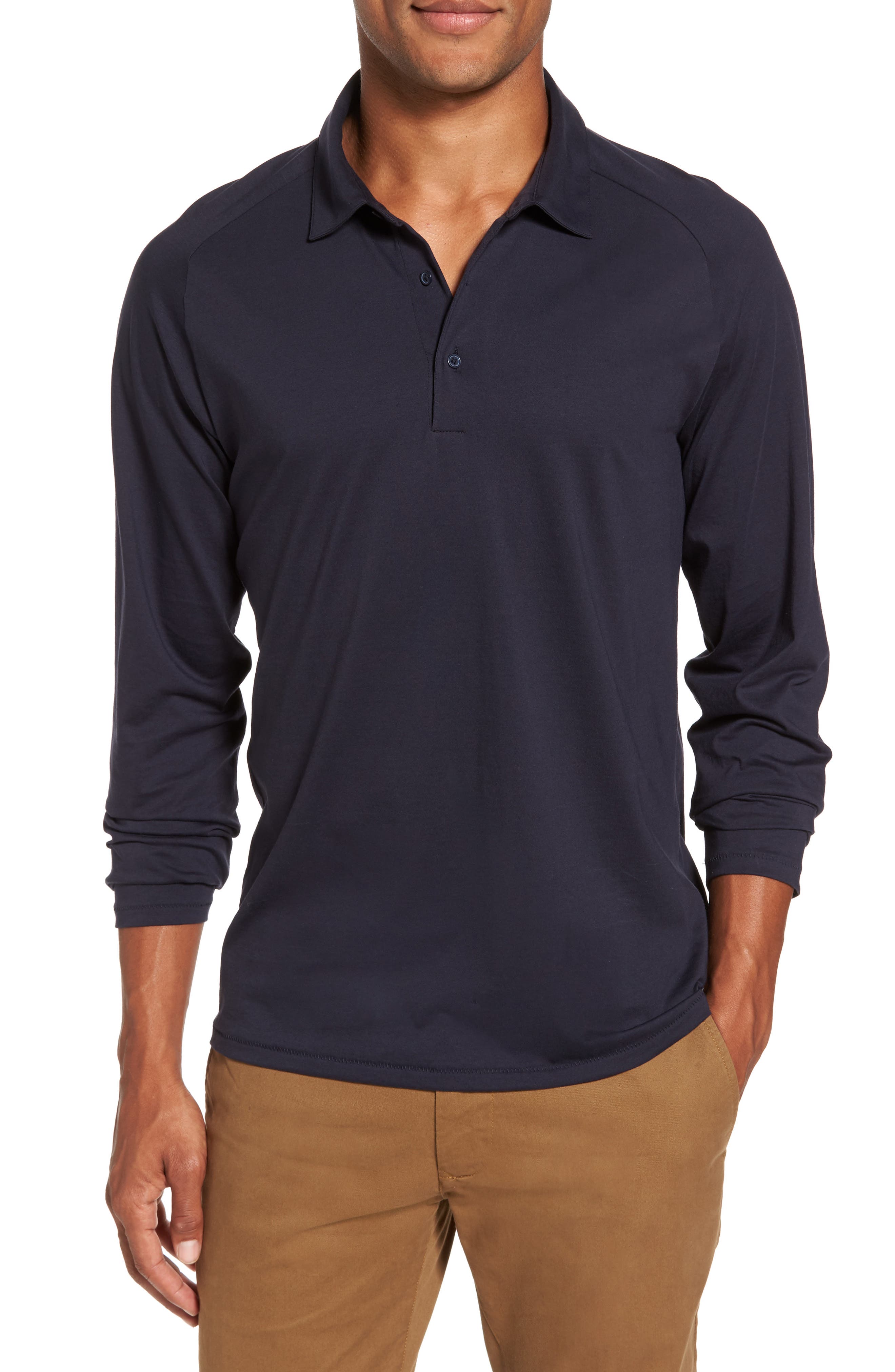 Bonobos Superfine Slim Fit Long Sleeve Polo, Blue