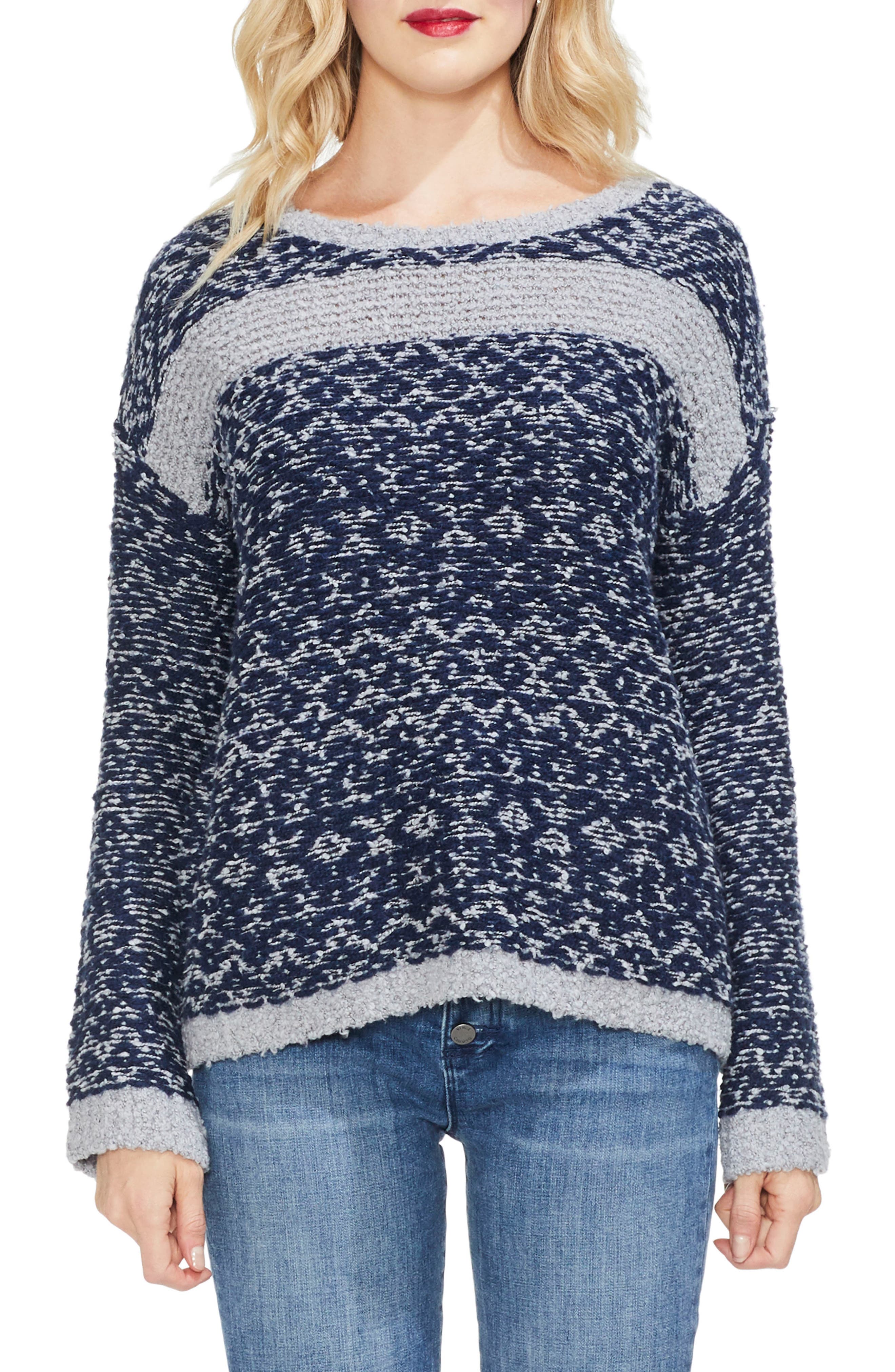 Vince Camuto Jacquard Sweater, Grey