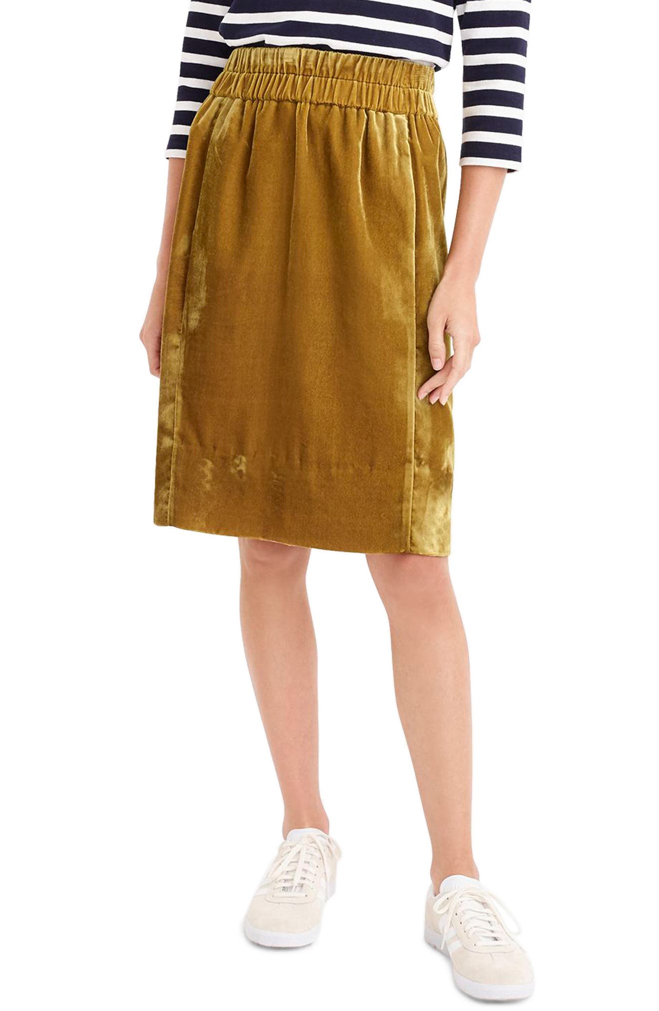 Plus Size J.crew Pull-On Velvet Skirt, Metallic