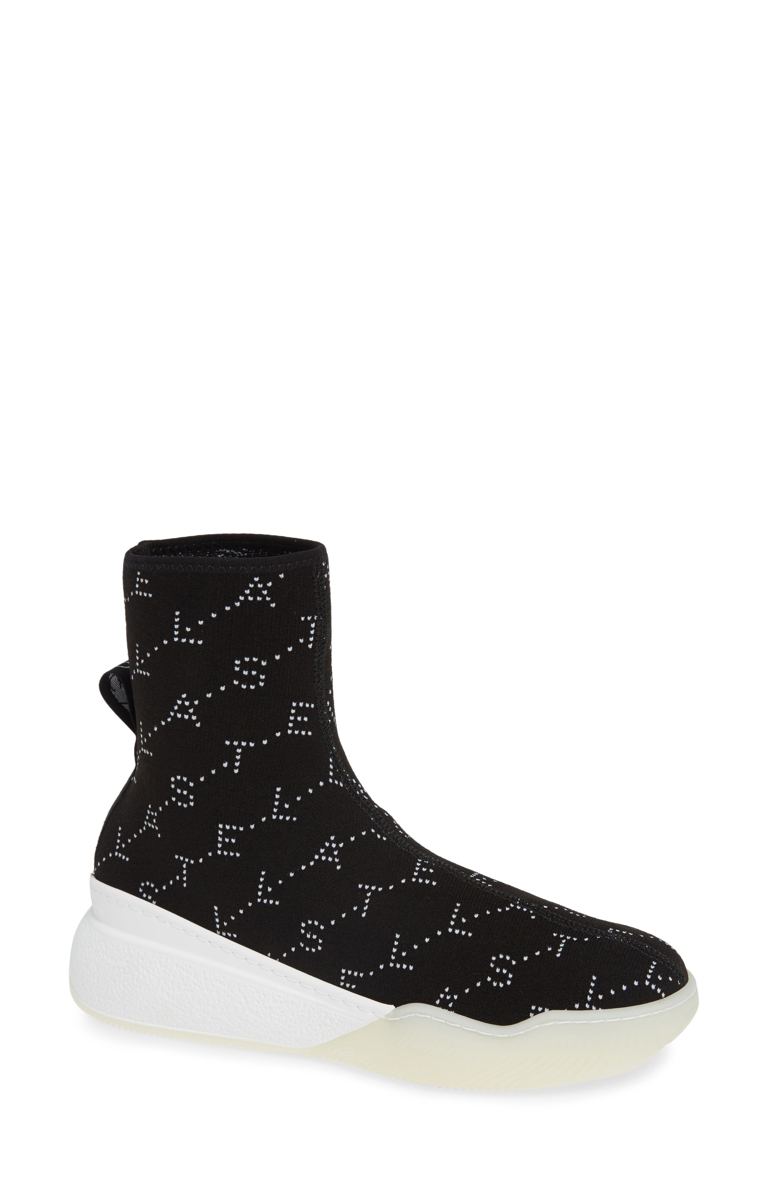 Stella Mccartney Logo Slip-On Sock Sneaker, Black