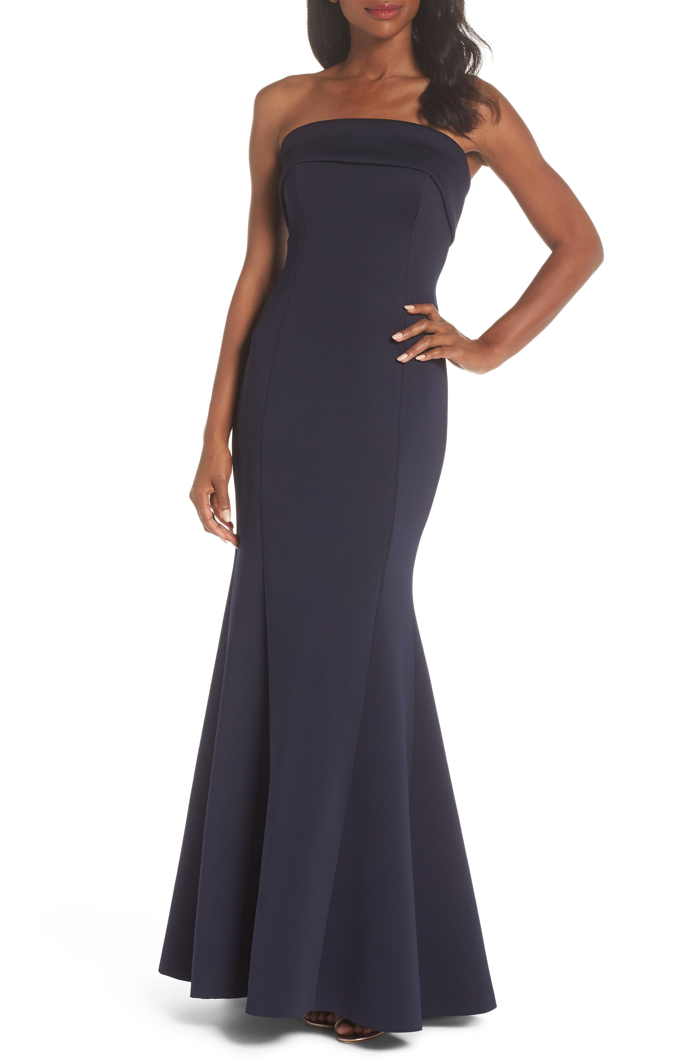 Eliza J Strapless Gown, Blue