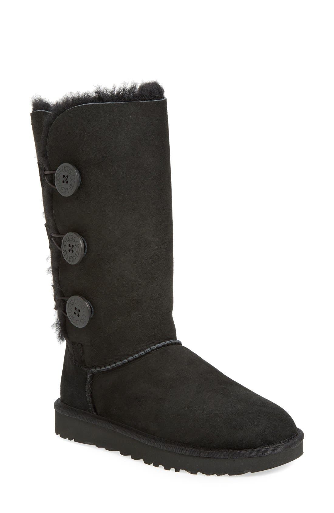 Ugg Bailey Button Triplet Ii Genuine Shearling Boot, Black