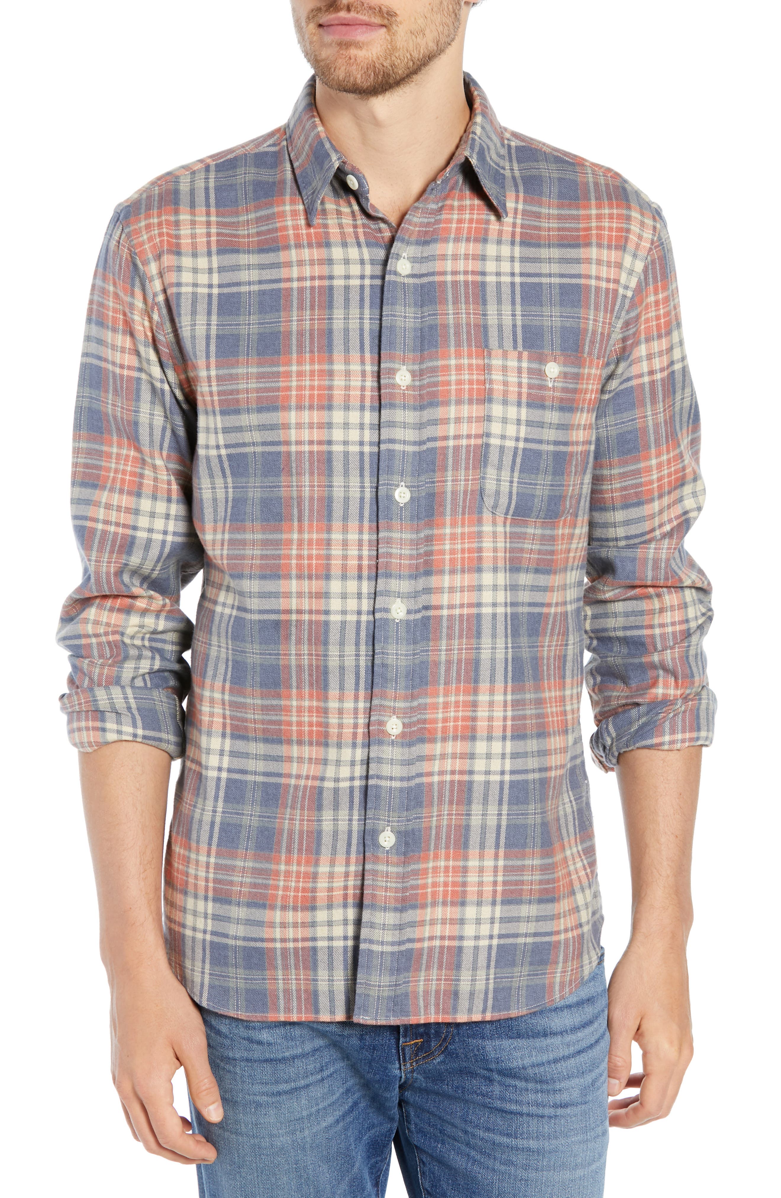 Faherty Seaview Regular Fit Stretch Flannel Shirt