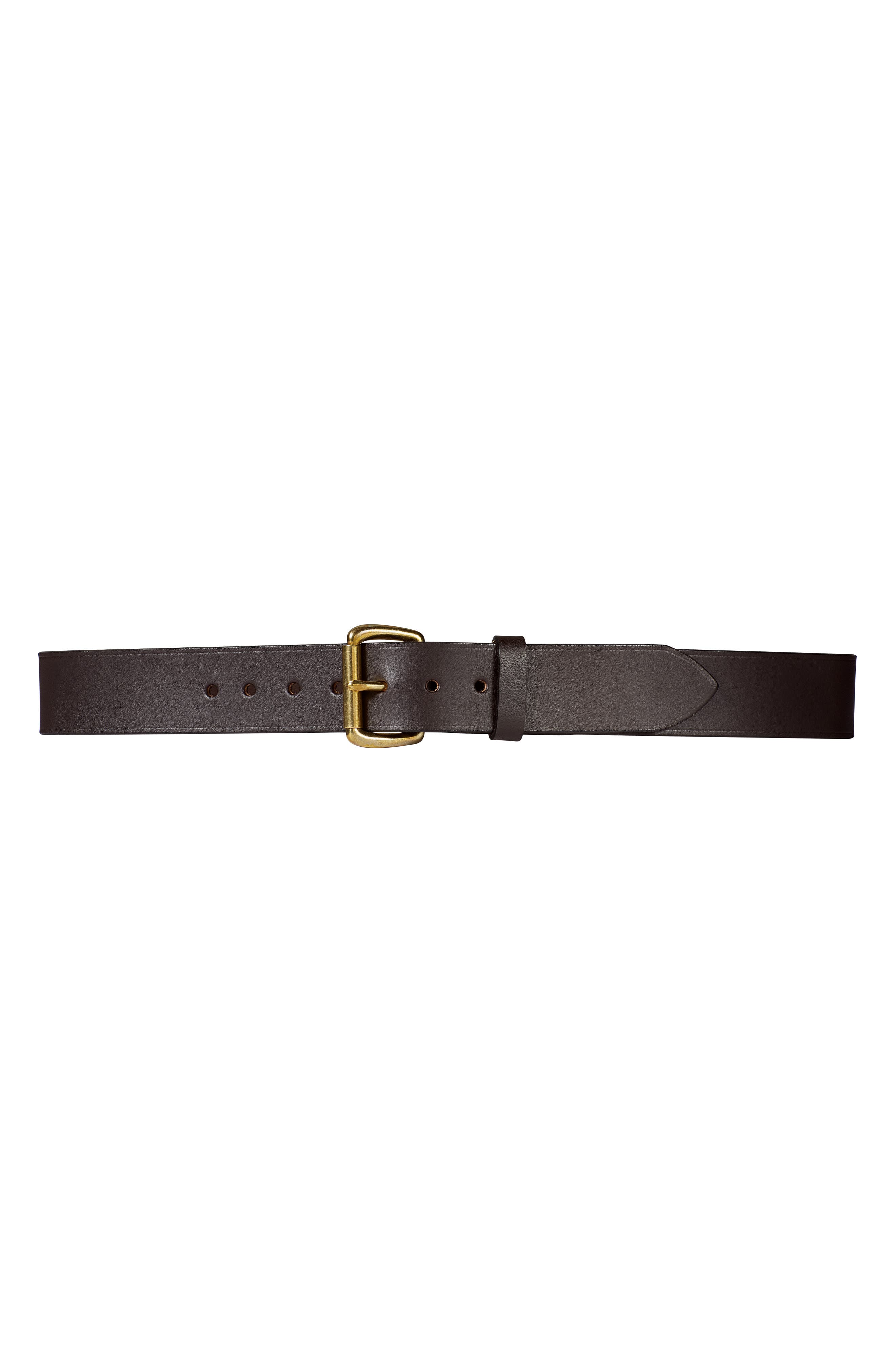 Filson Bridle Leather Belt, Brown/ Brass