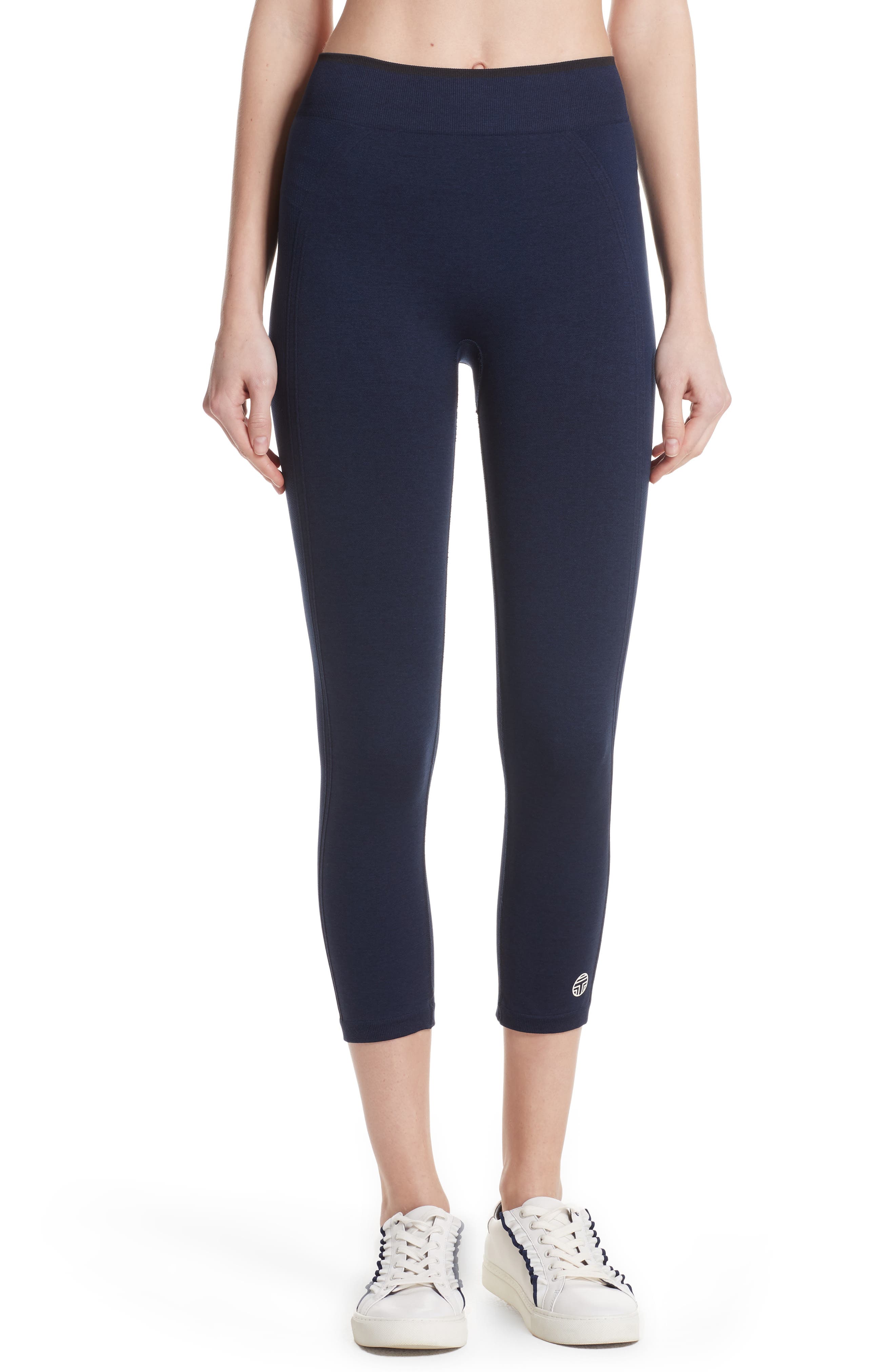 Tory Sport Seamless Crop Leggings, Blue