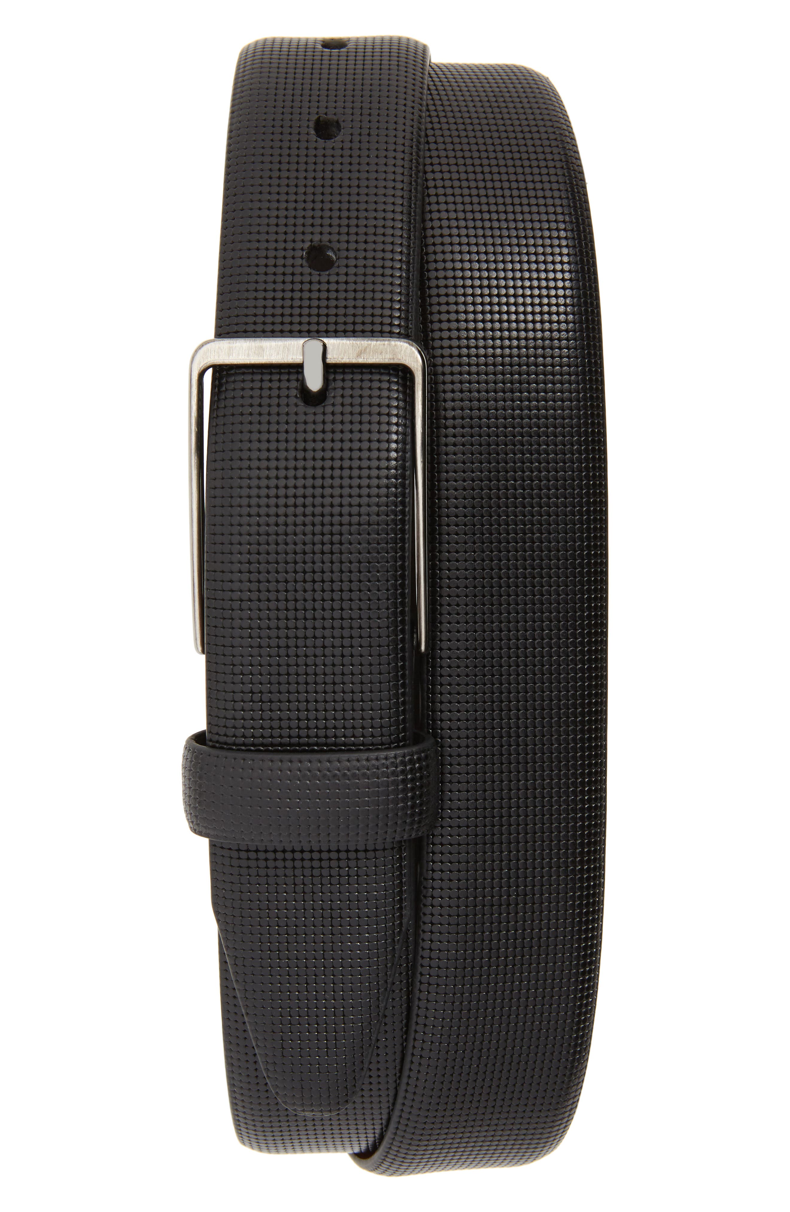 Johnston & Murphy Mini Embossed Leather Belt, Black
