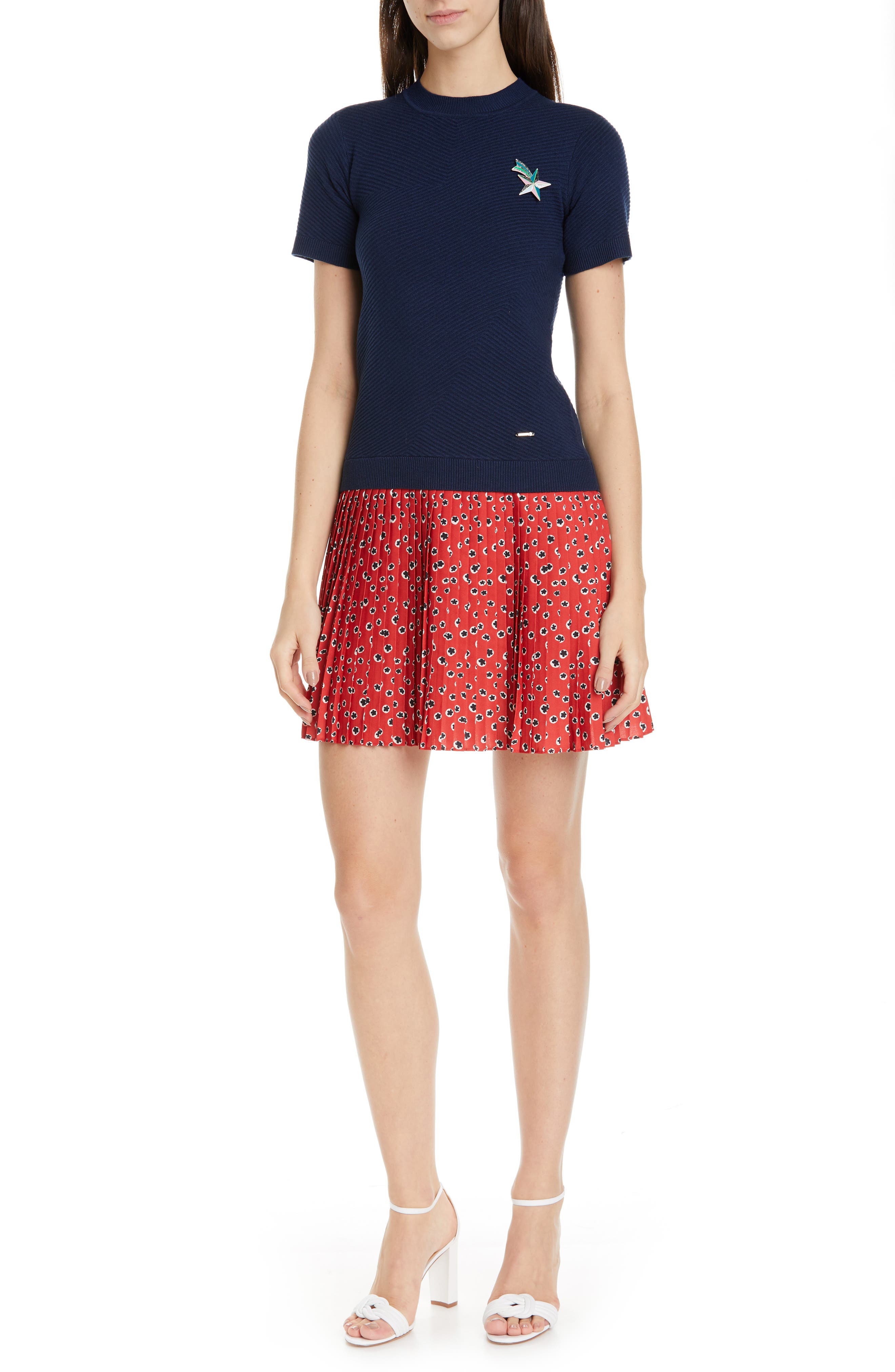 Ted Baker London Colour By Numbers Gememma Mix Media Dress, Blue