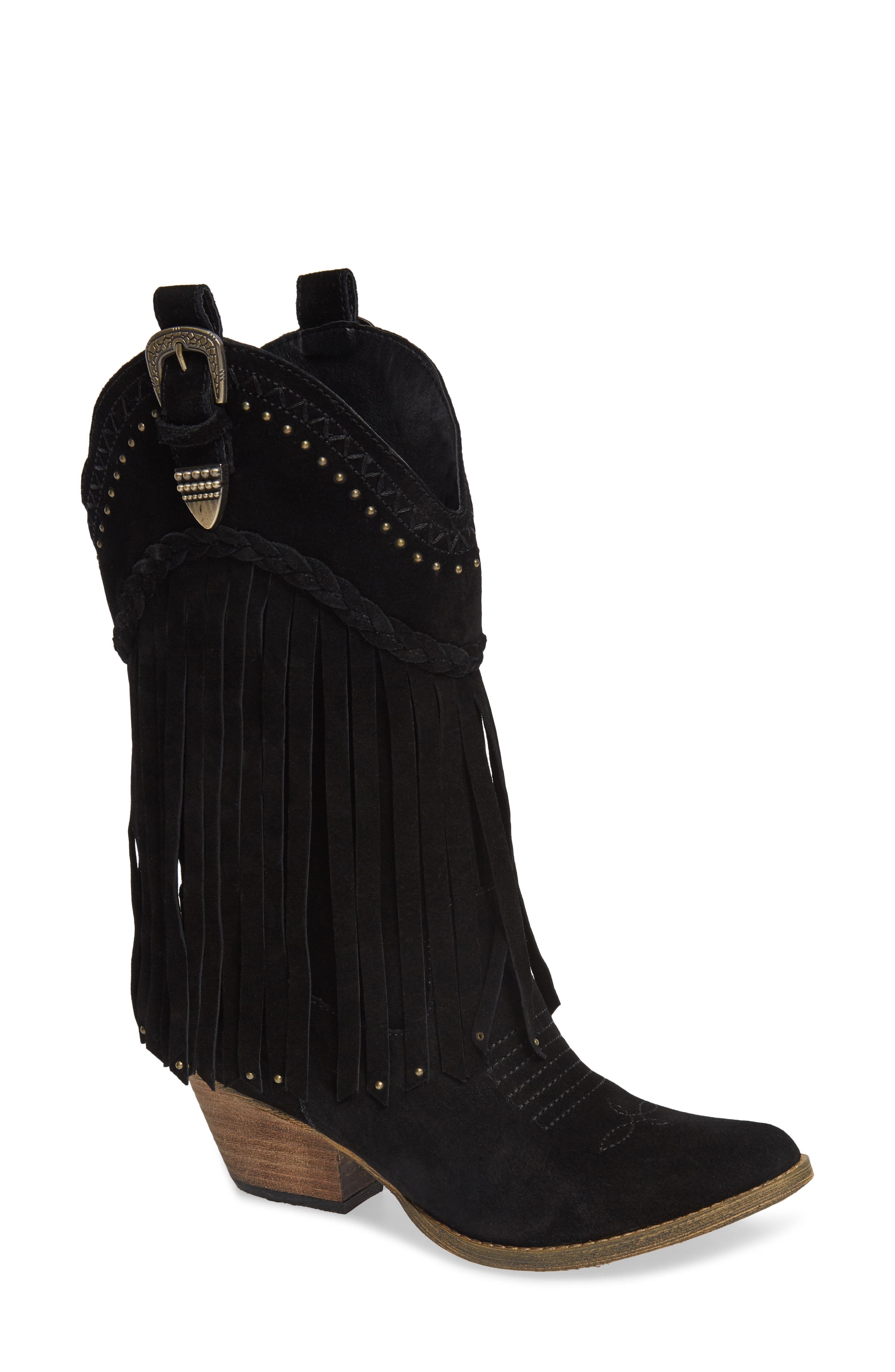 Very Volatile Anderson Fringe Western Boot, Black