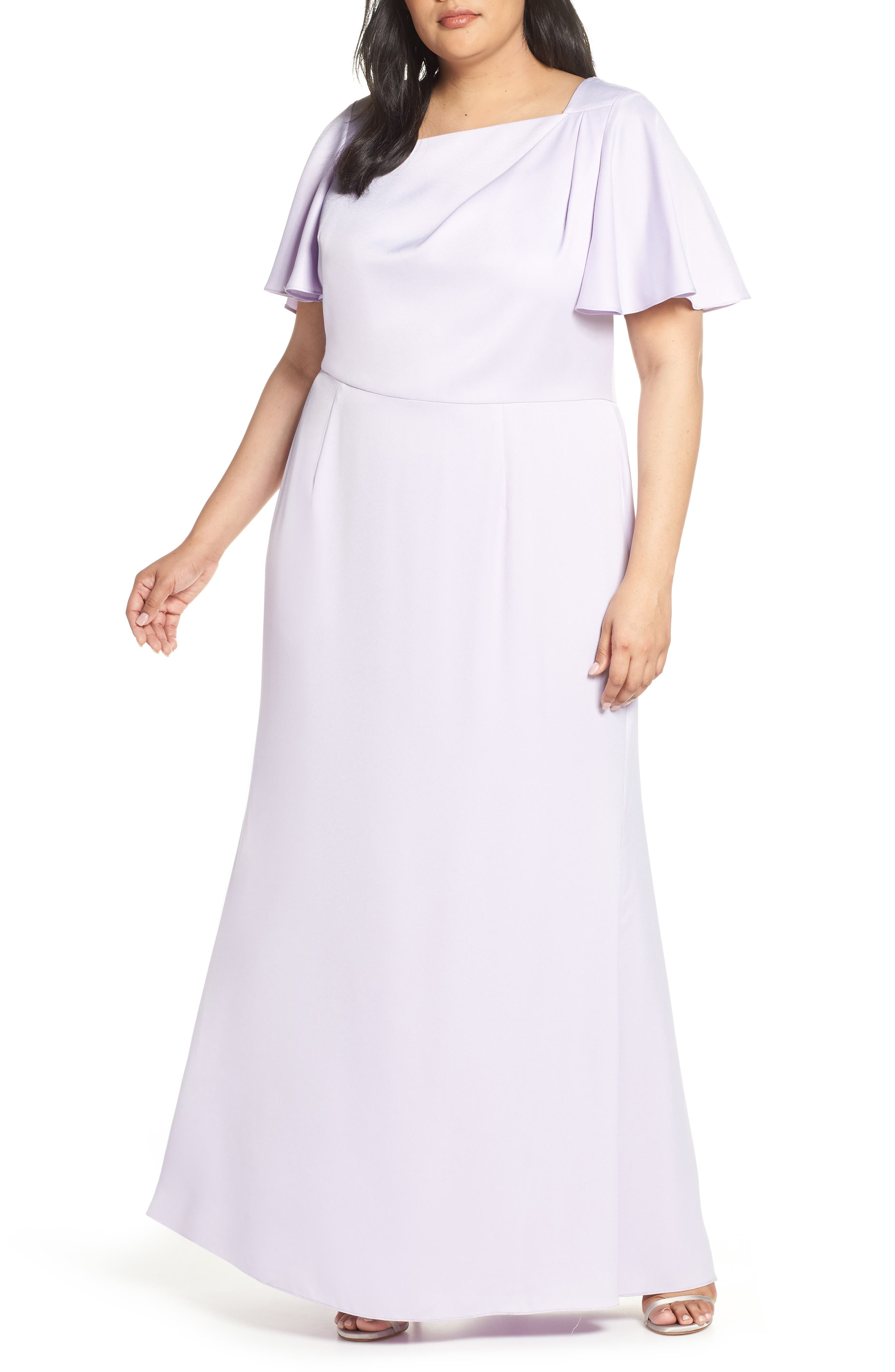 Plus Size Vince Camuto Asymmetrical Neckline Evening Dress, Purple