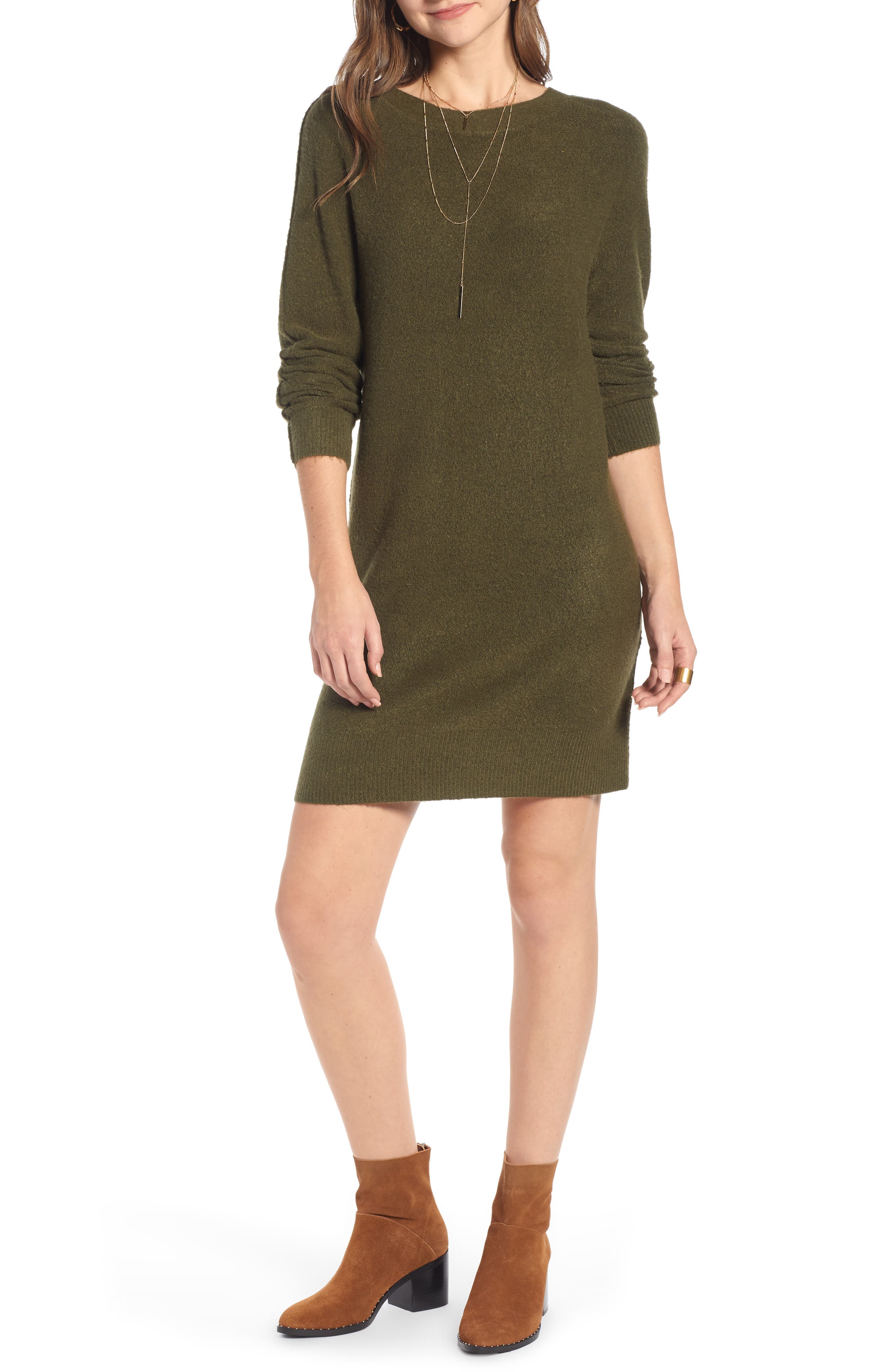 Treasure & Bond Cozy Sweater Dress, Green