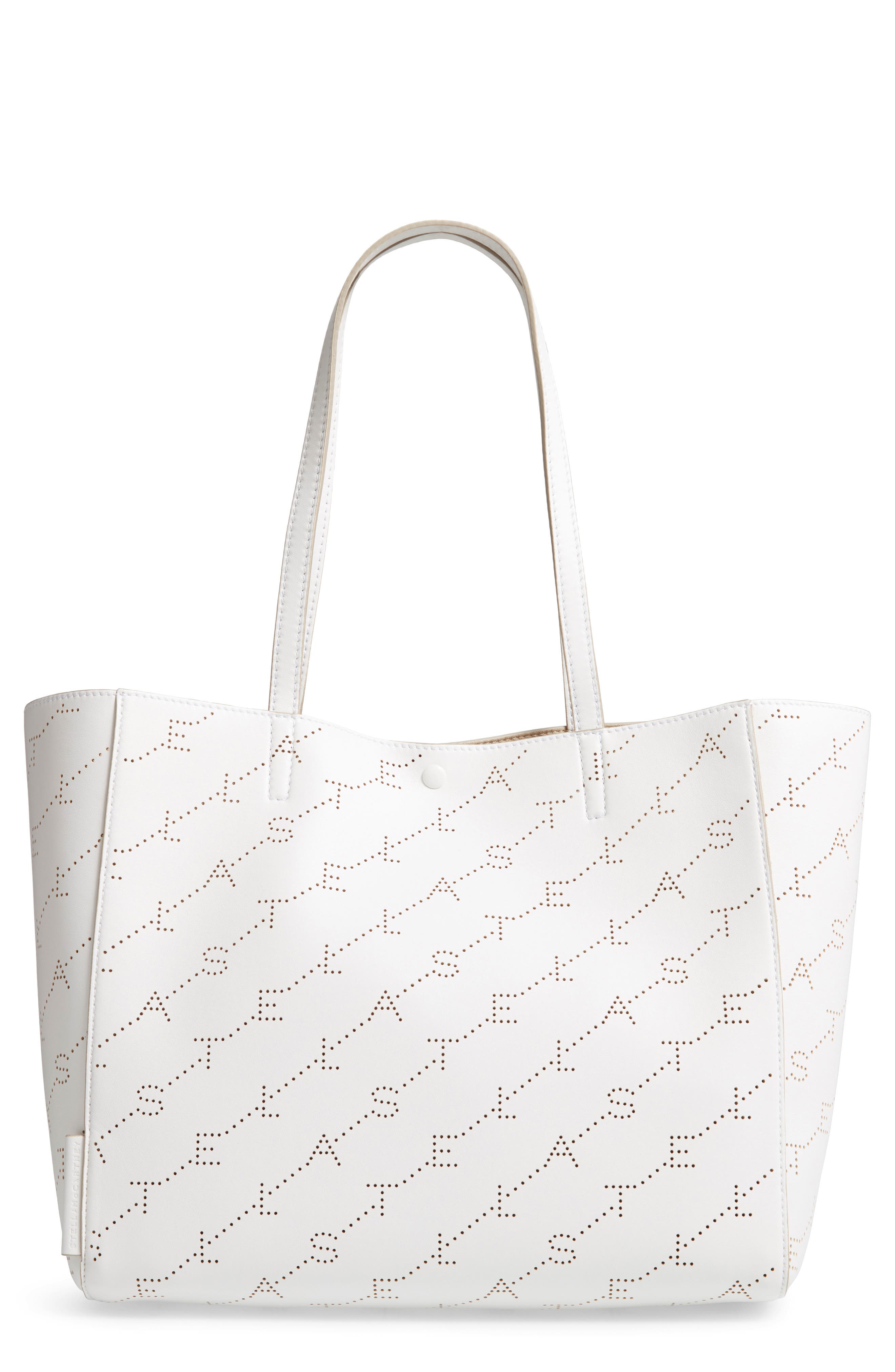 Stella Mccartney Small Logo Faux Leather Tote - White