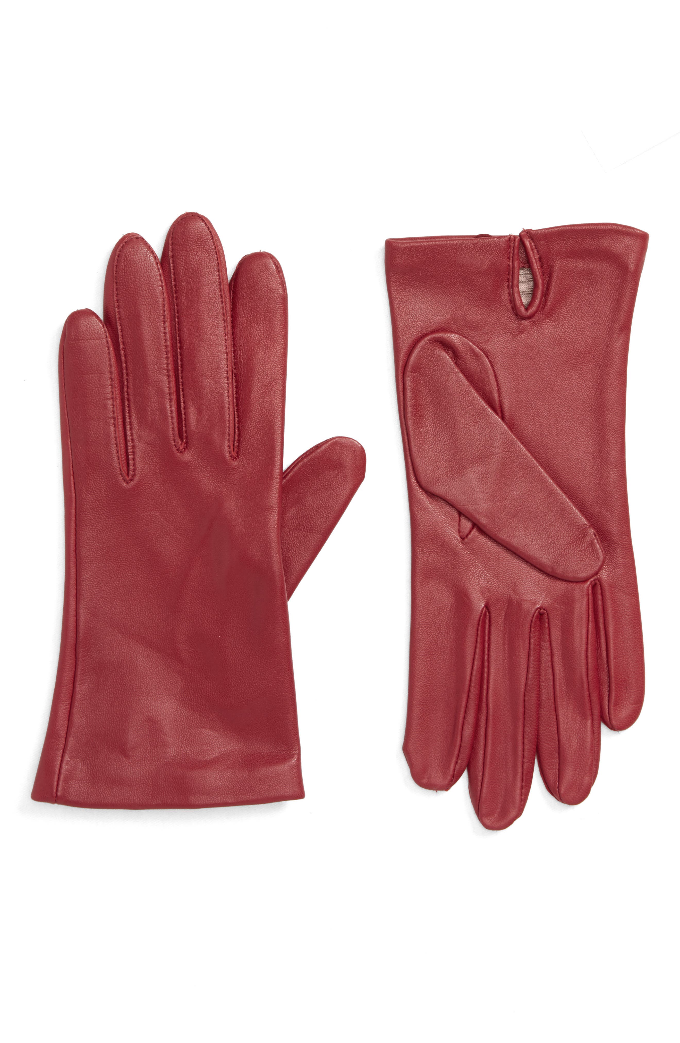 Nordstrom Lambskin Leather Gloves, Red