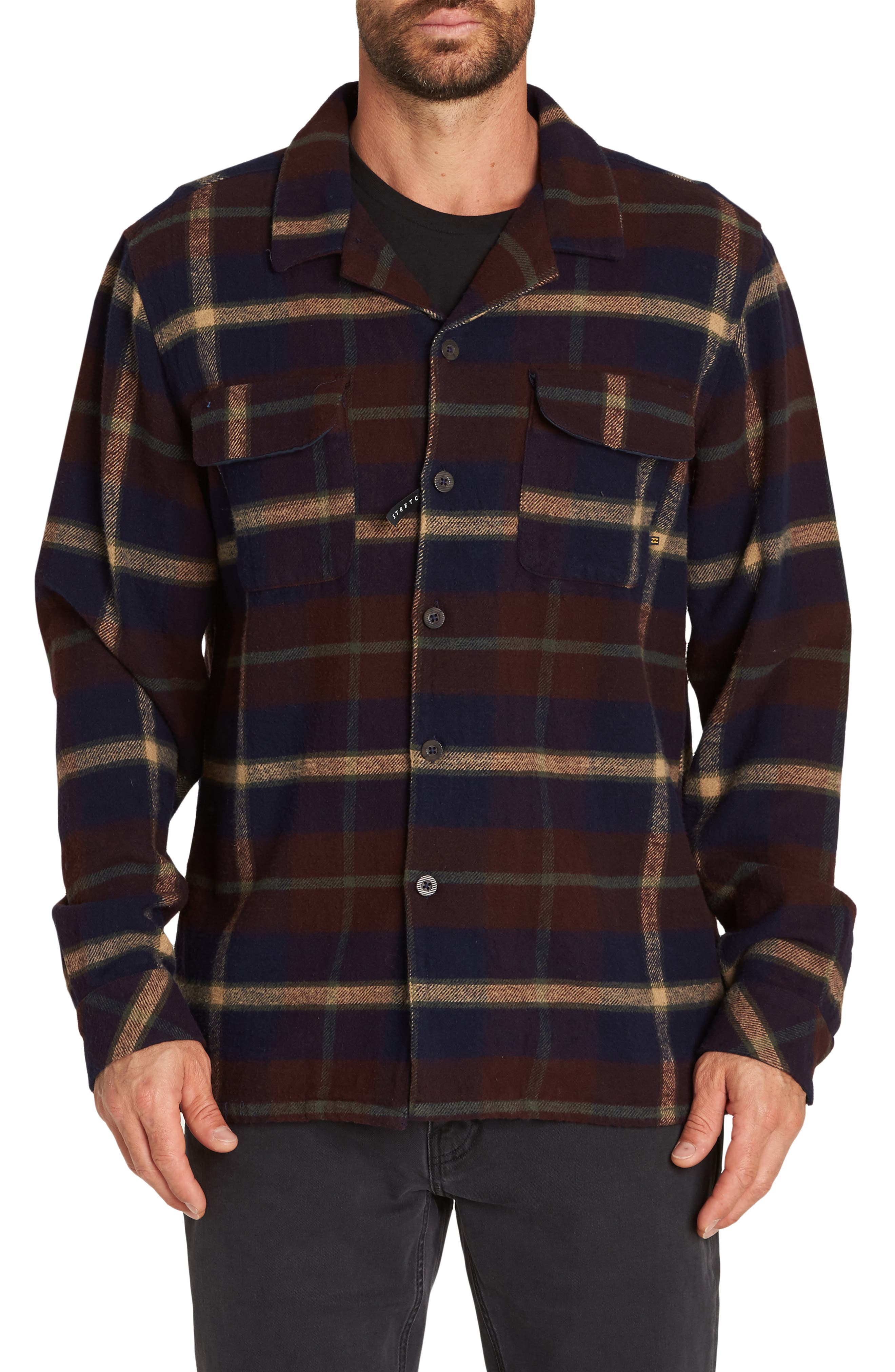 Billabong The Point Plaid Flannel Shirt Jacket, Blue