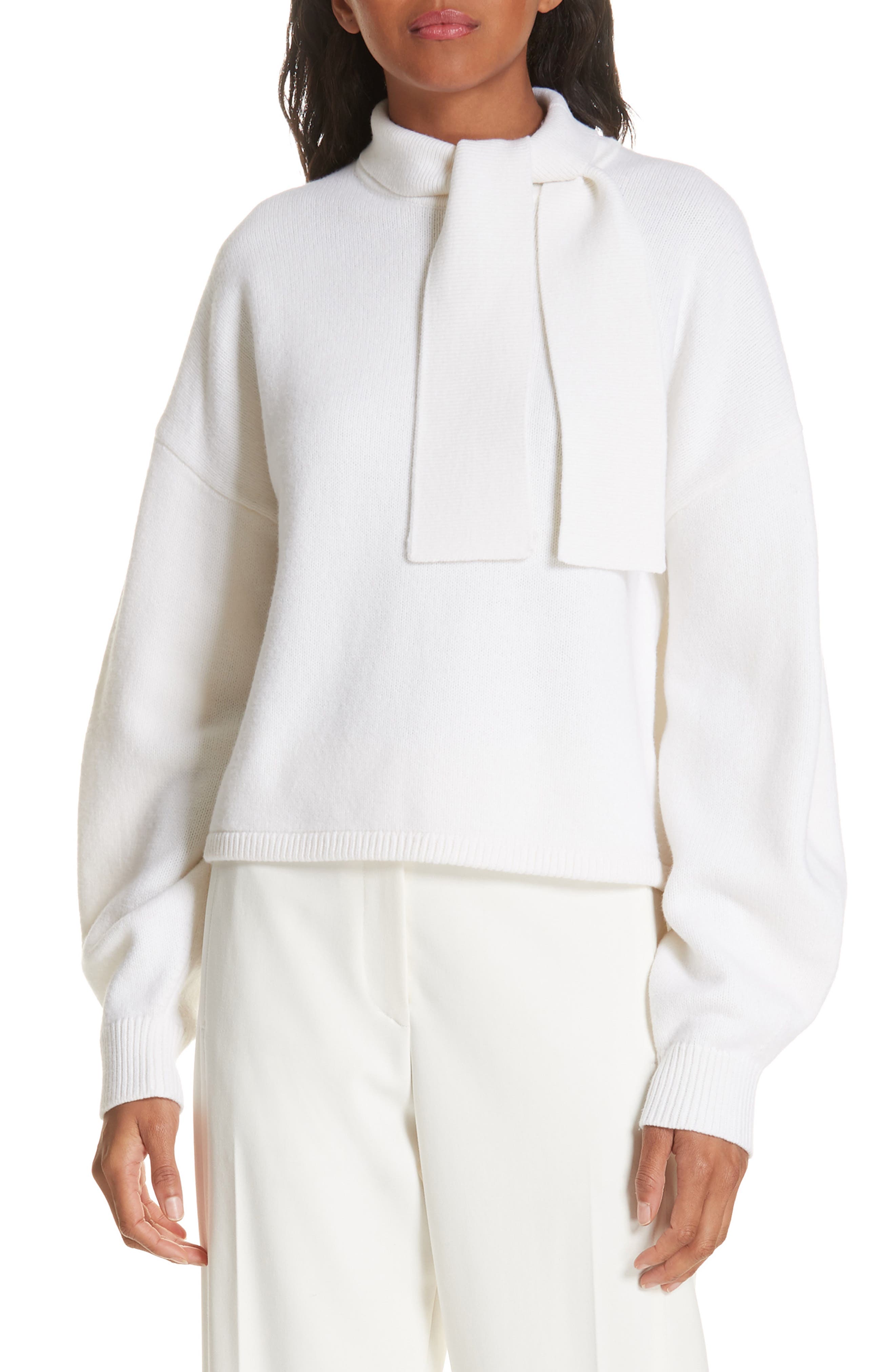 Tibi Airy Merino Wool Blend Sweater, Ivory