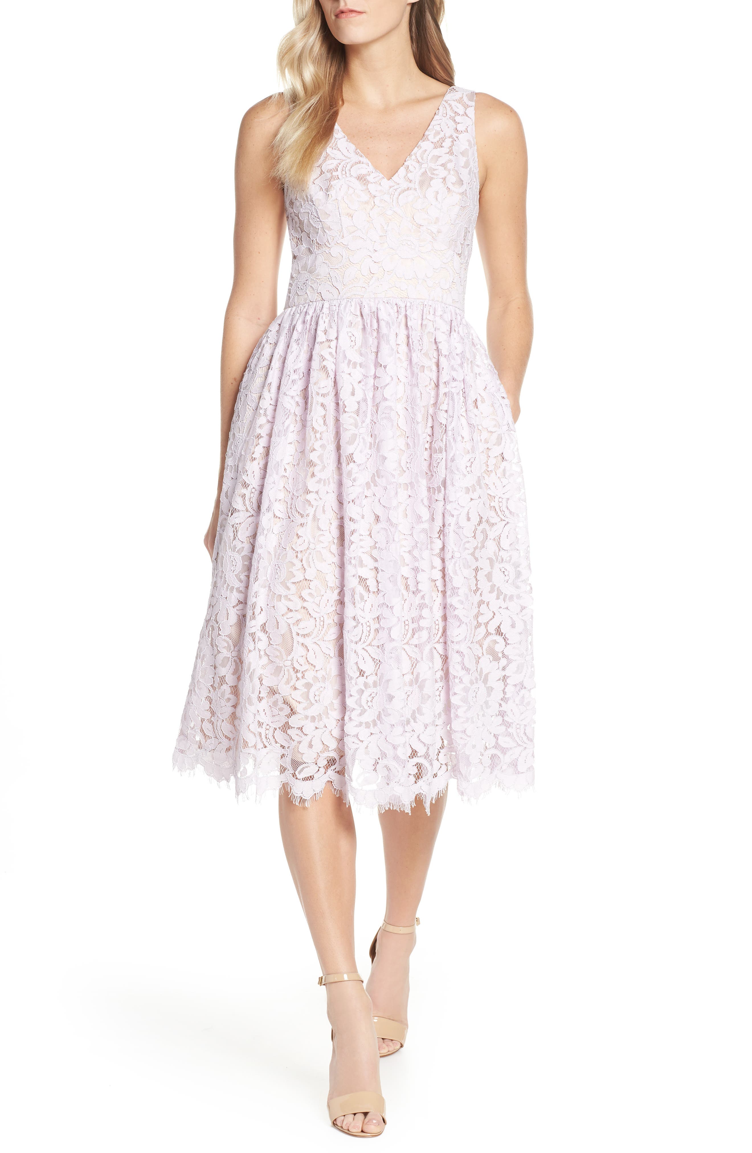 Eliza J Floral Lace Dress, Purple