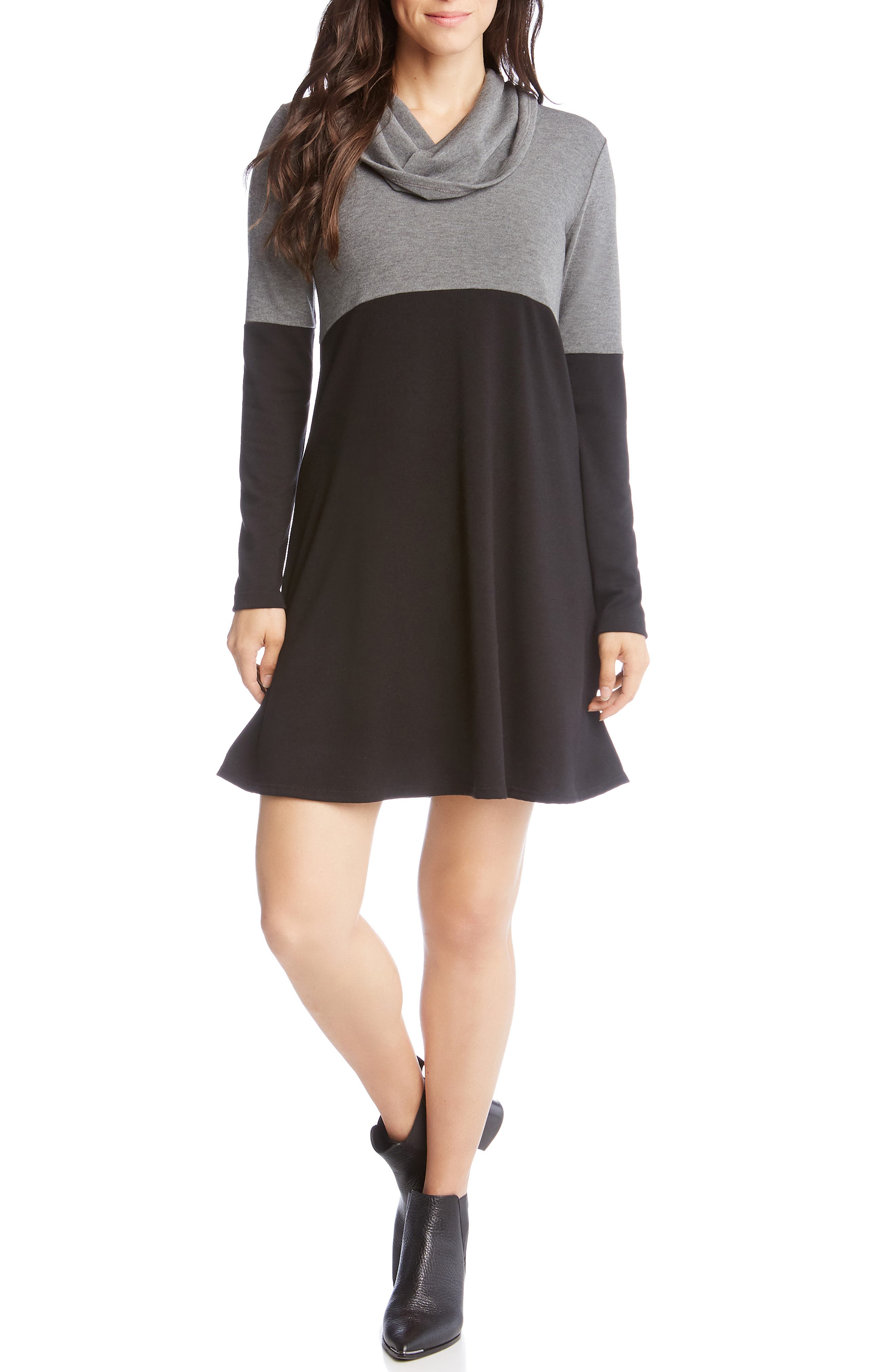 Karen Kane Cowl Neck Colorblock Dress, Black