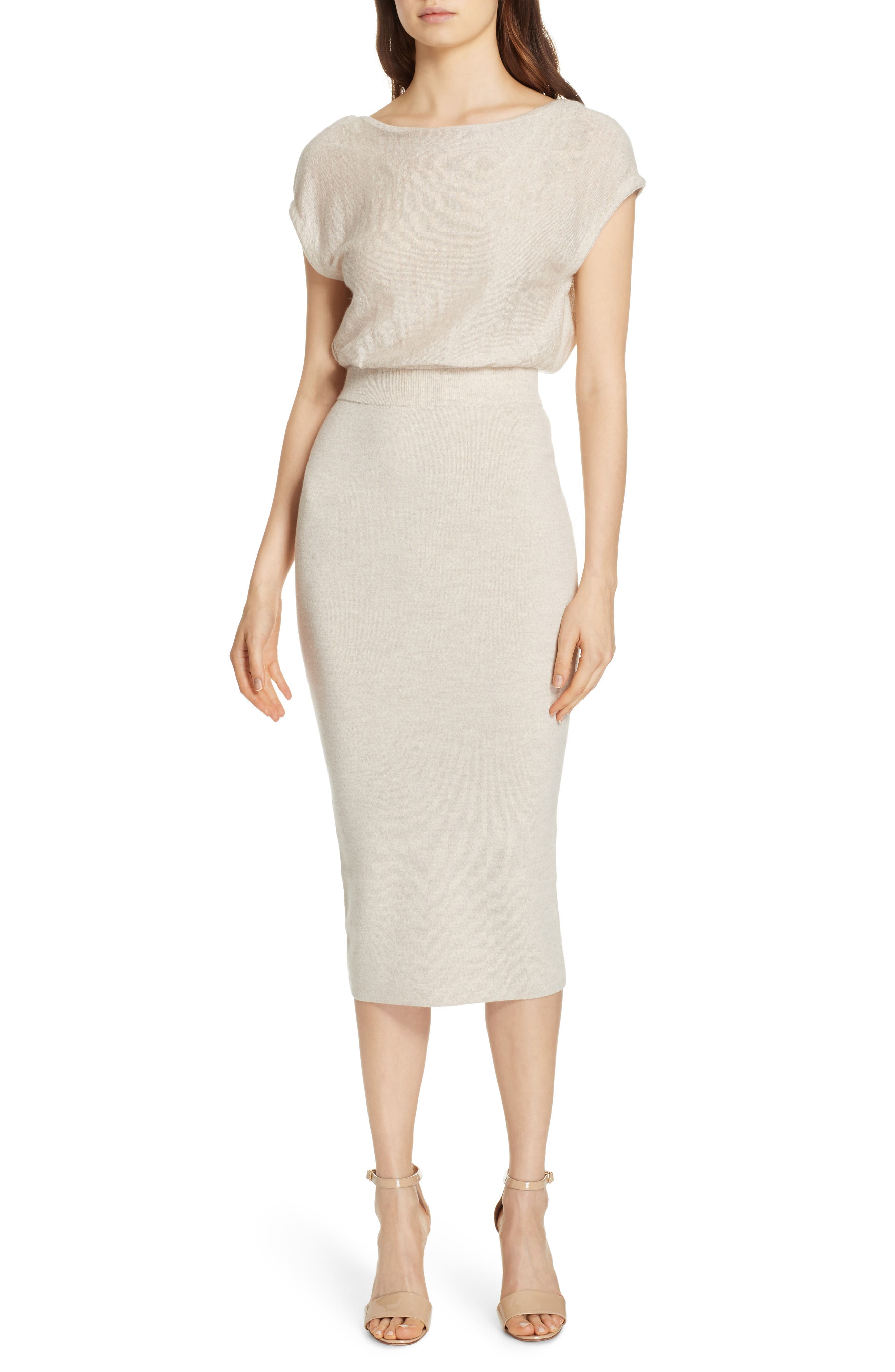Alice + Olivia Shara Twist Back Blouson Dress, Ivory
