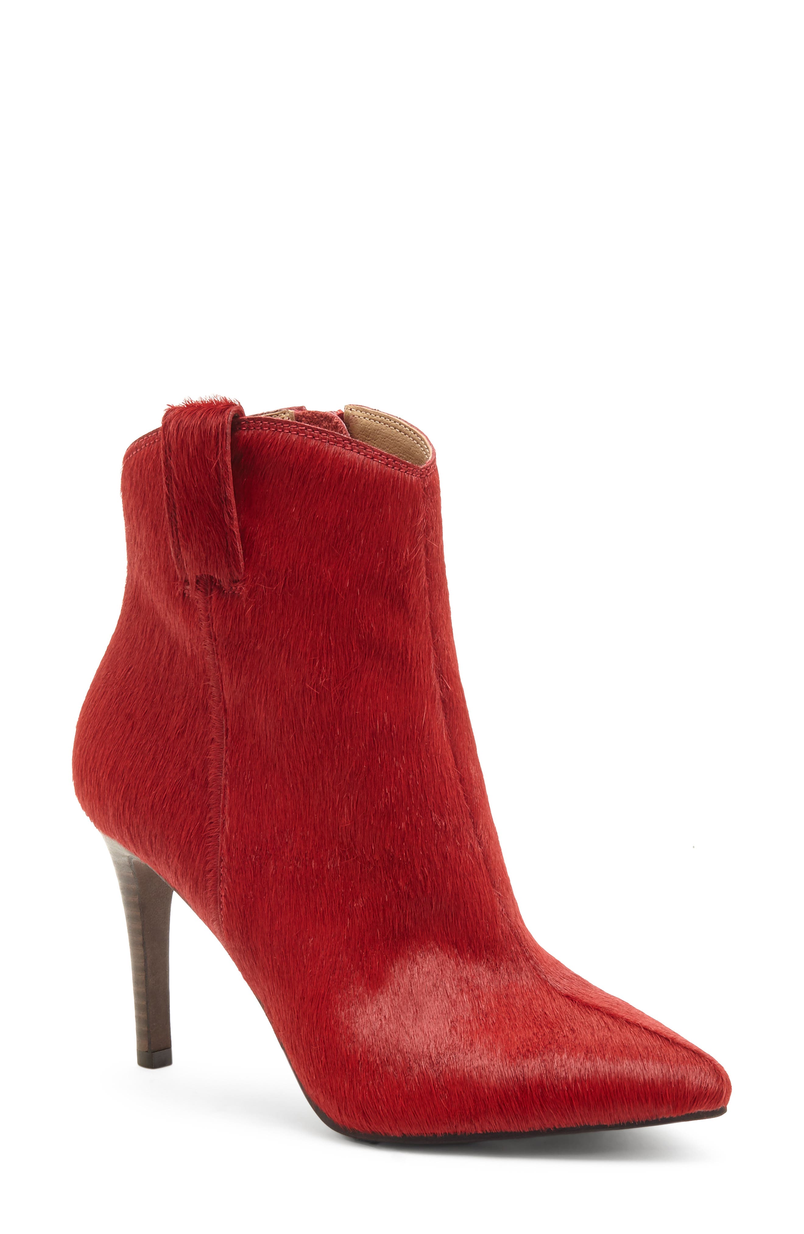 Lucky Brand Torince Ii Genuine Calf Hair Bootie- Red
