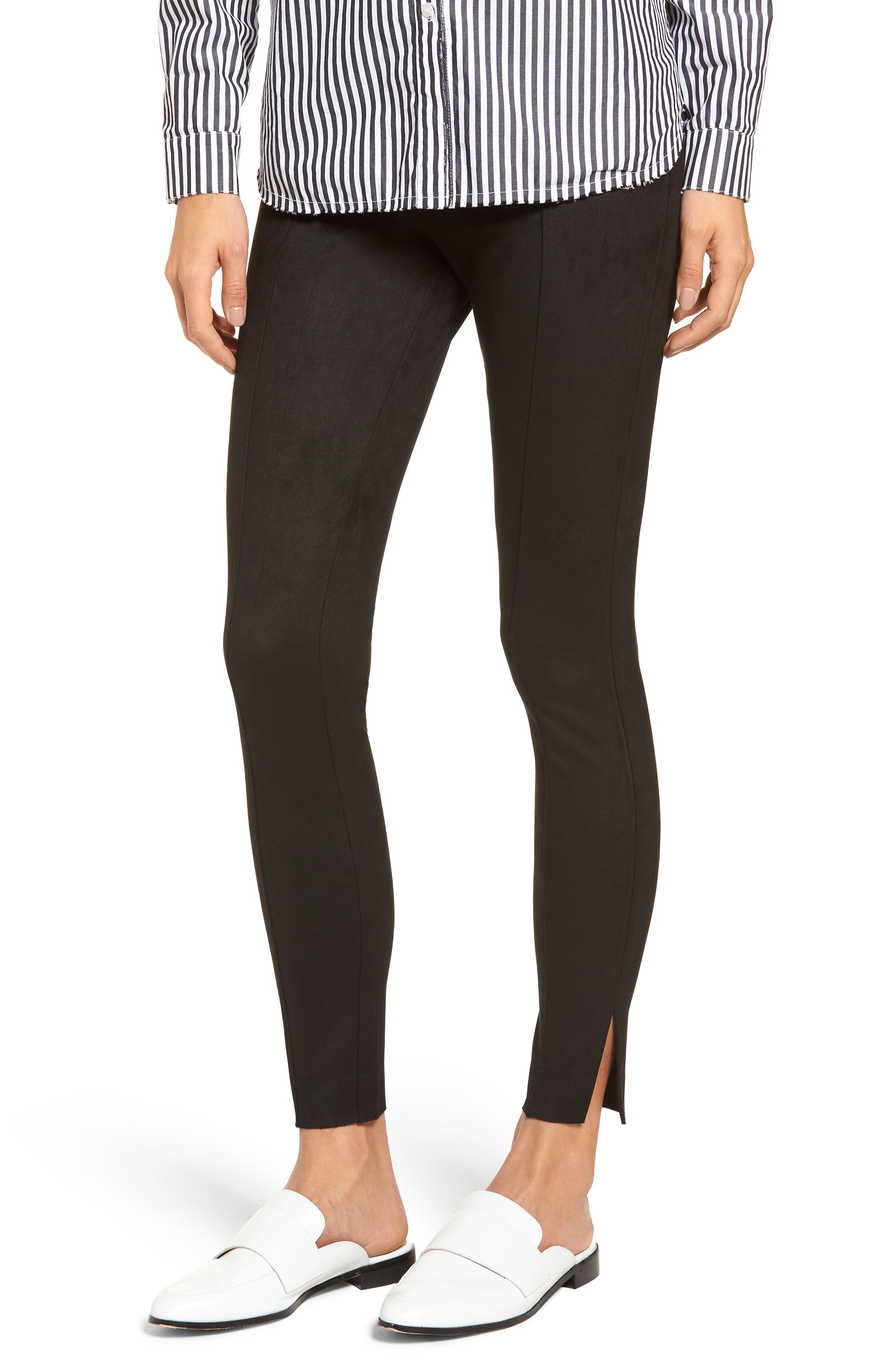 Zeza B By Hue Side Slit Faux Suede Leggings