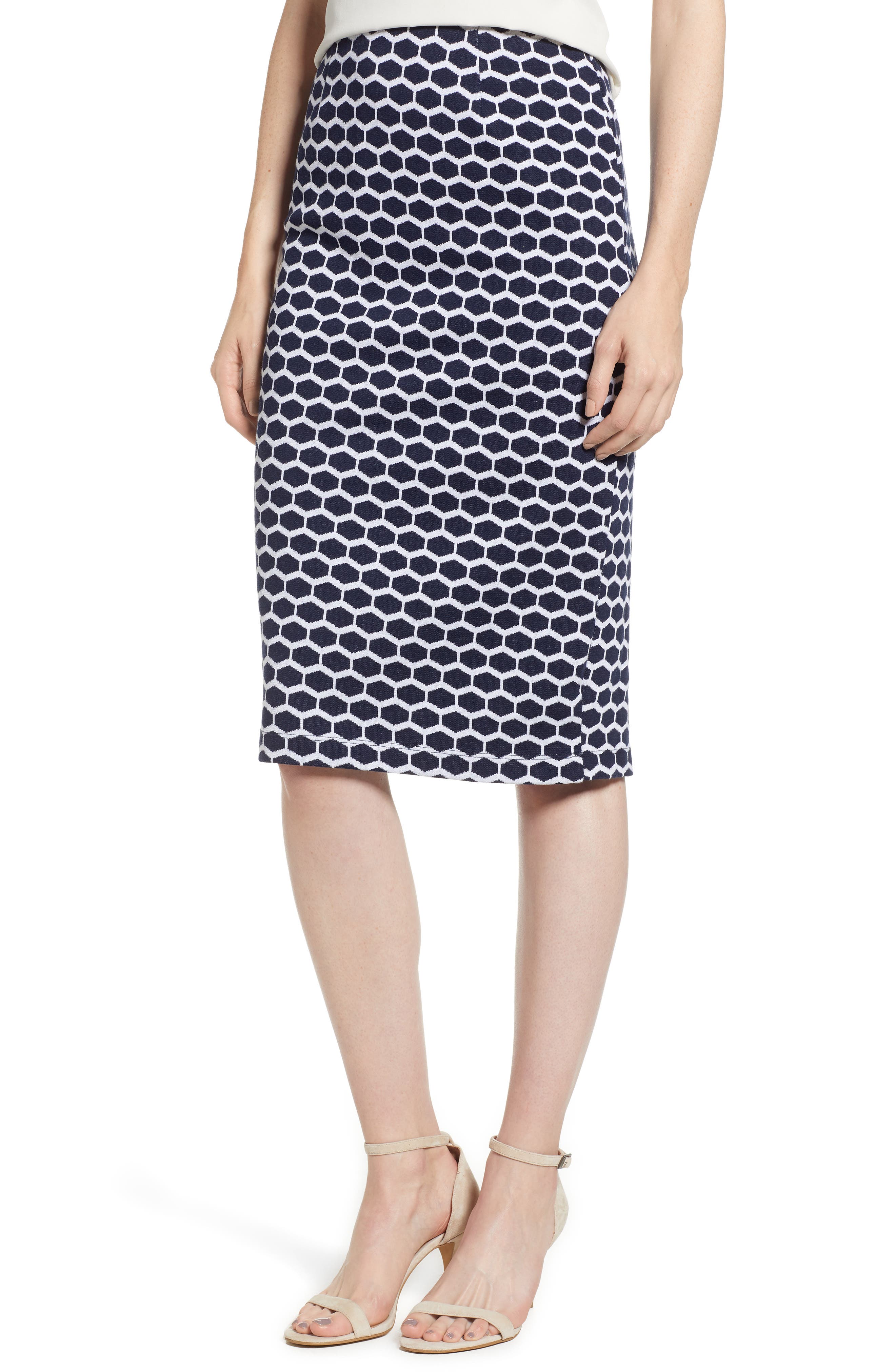 Everleigh Double Knit Pencil Skirt, Blue