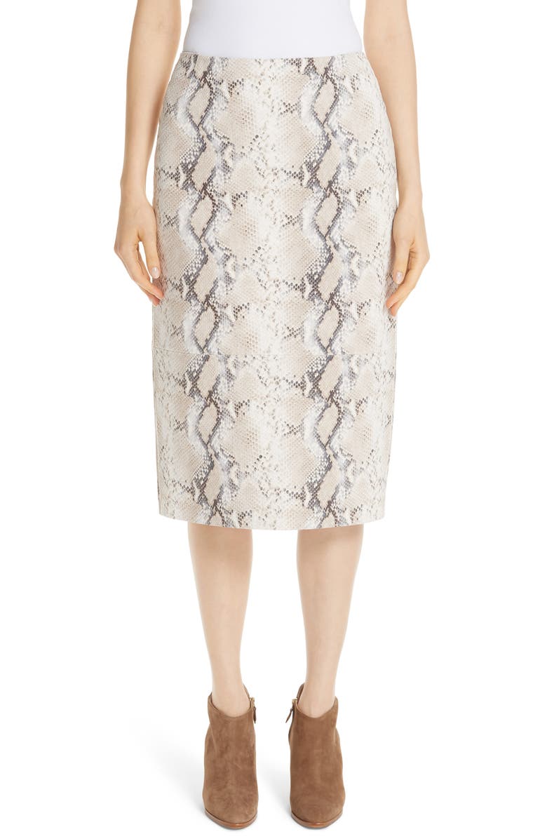 Casey Diamondback Print Suede Skirt,
Main,
color, TAUPE MULTI