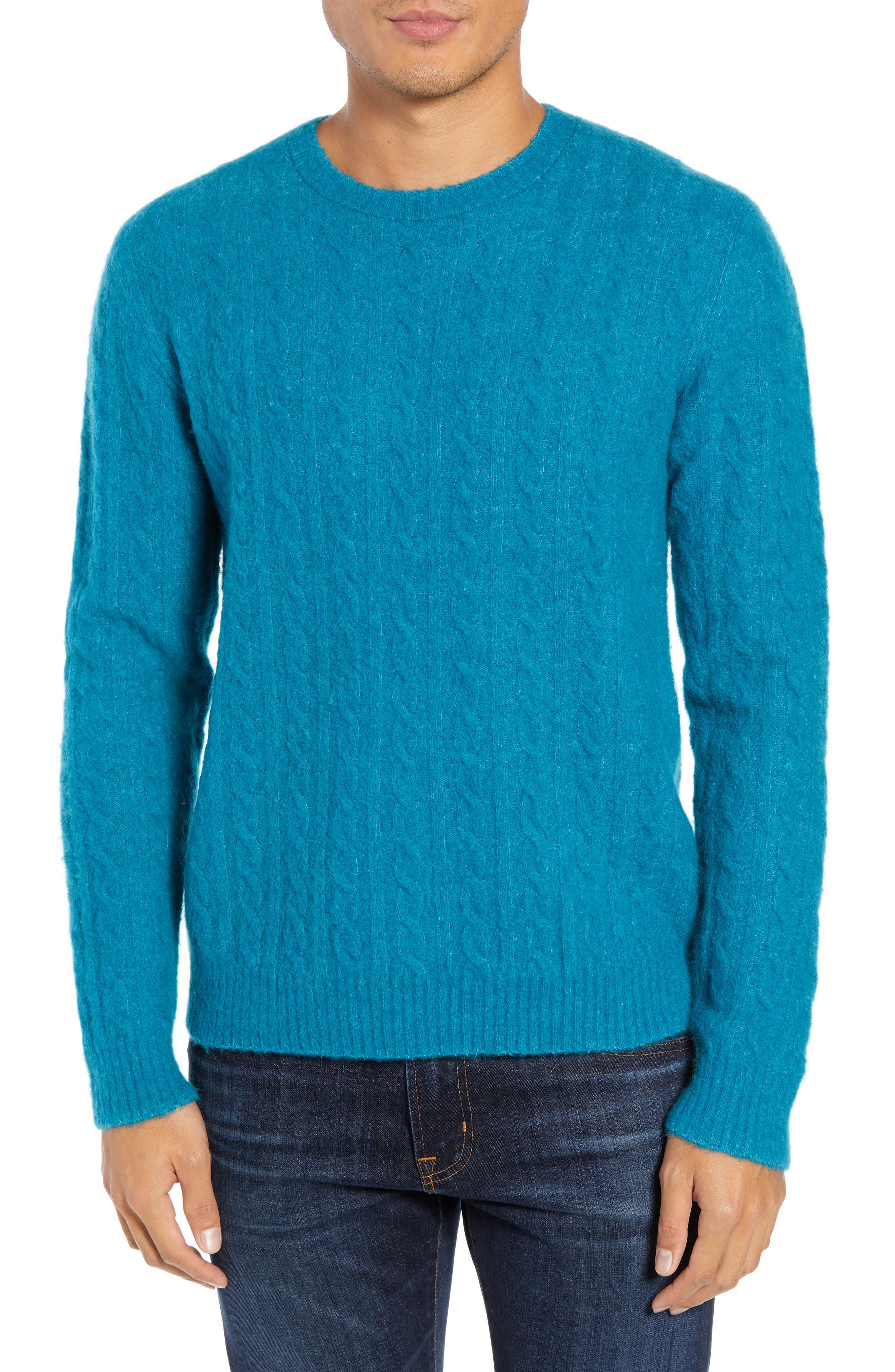 Bonobos Slim Fit Cable Wool Blend Sweater, Blue