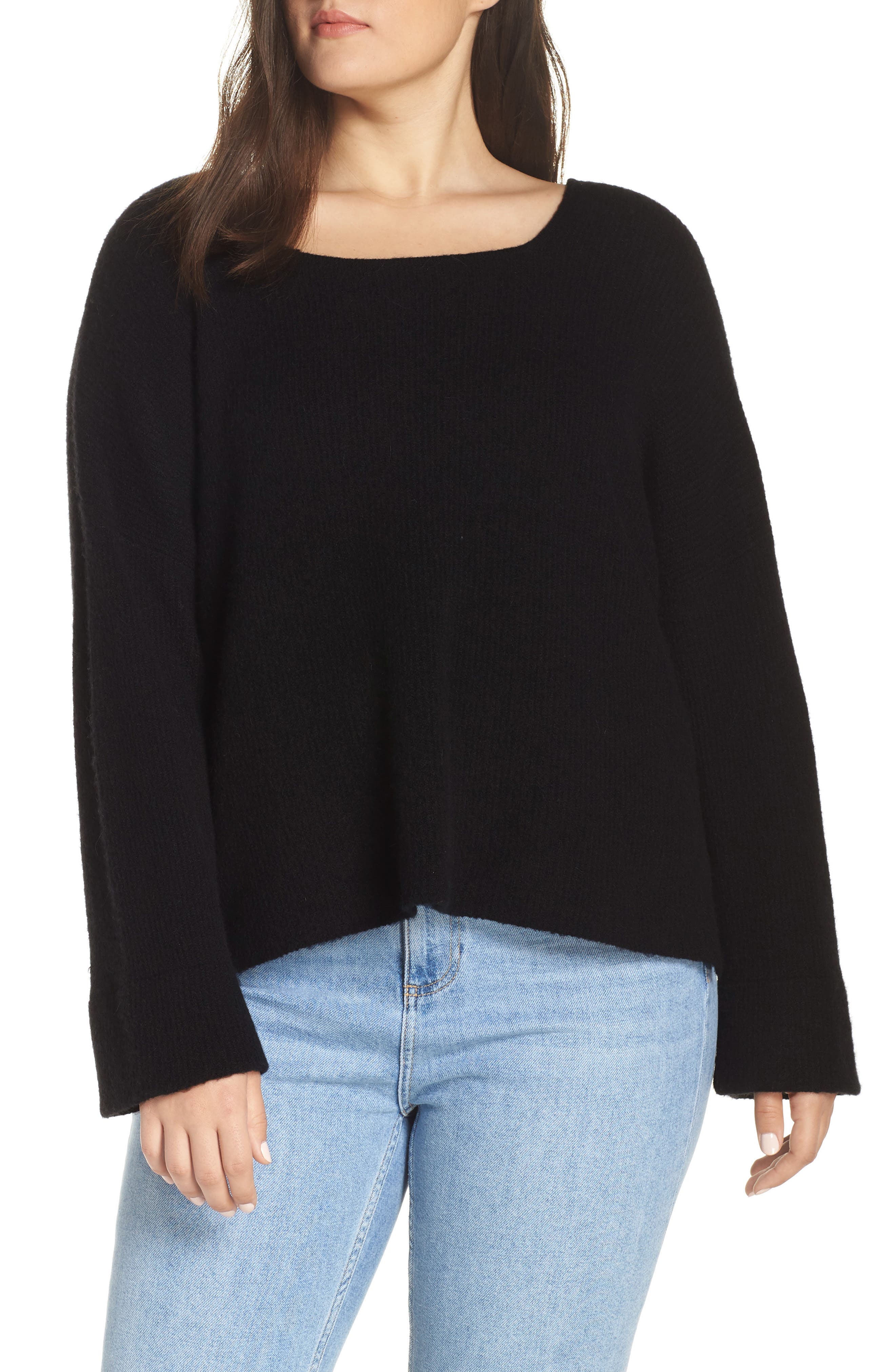 Madewell Square Neck Pullover Sweater, Black