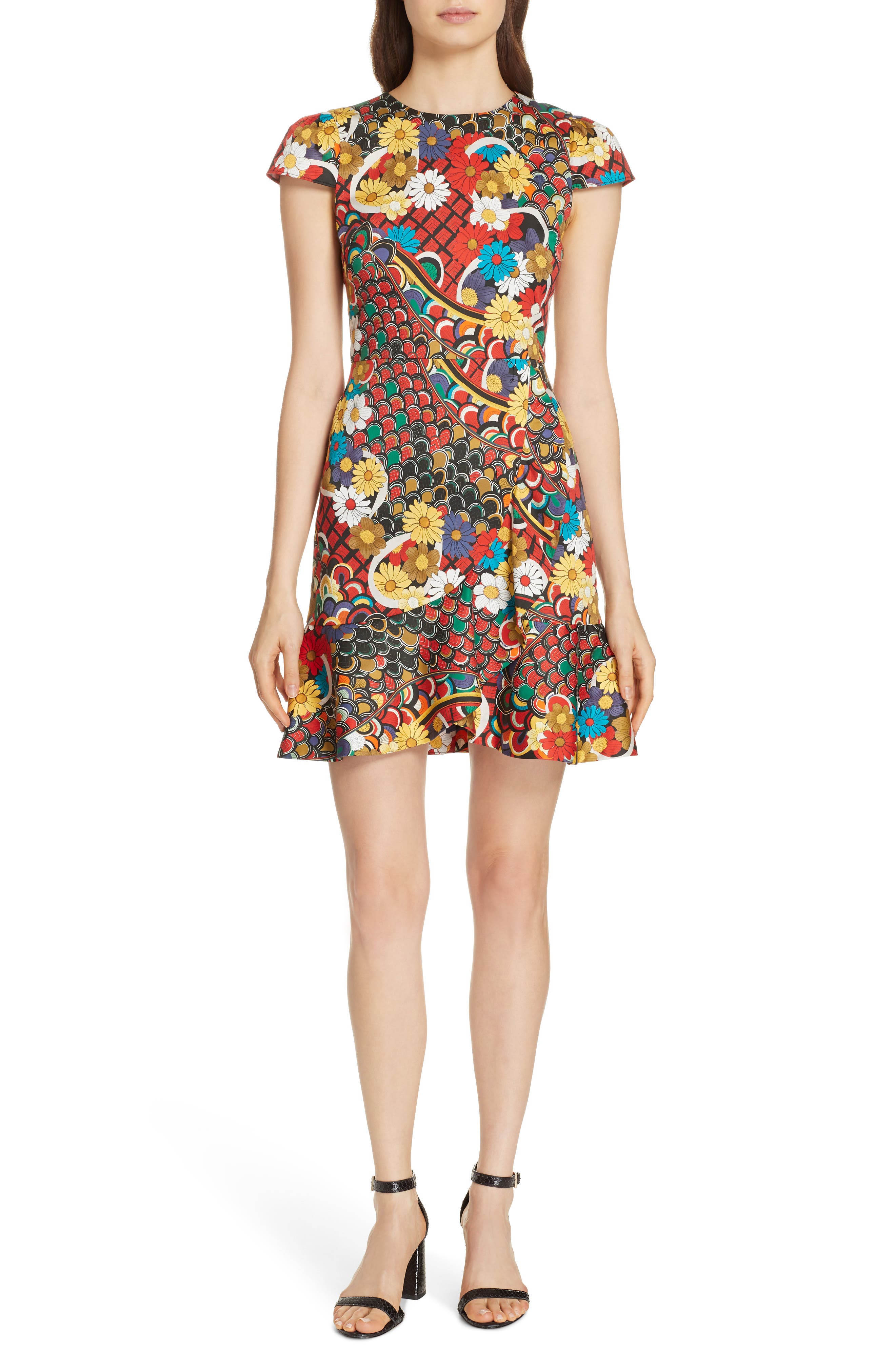 Alice + Olivia Kirby Ruffle Hem Dress, Yellow