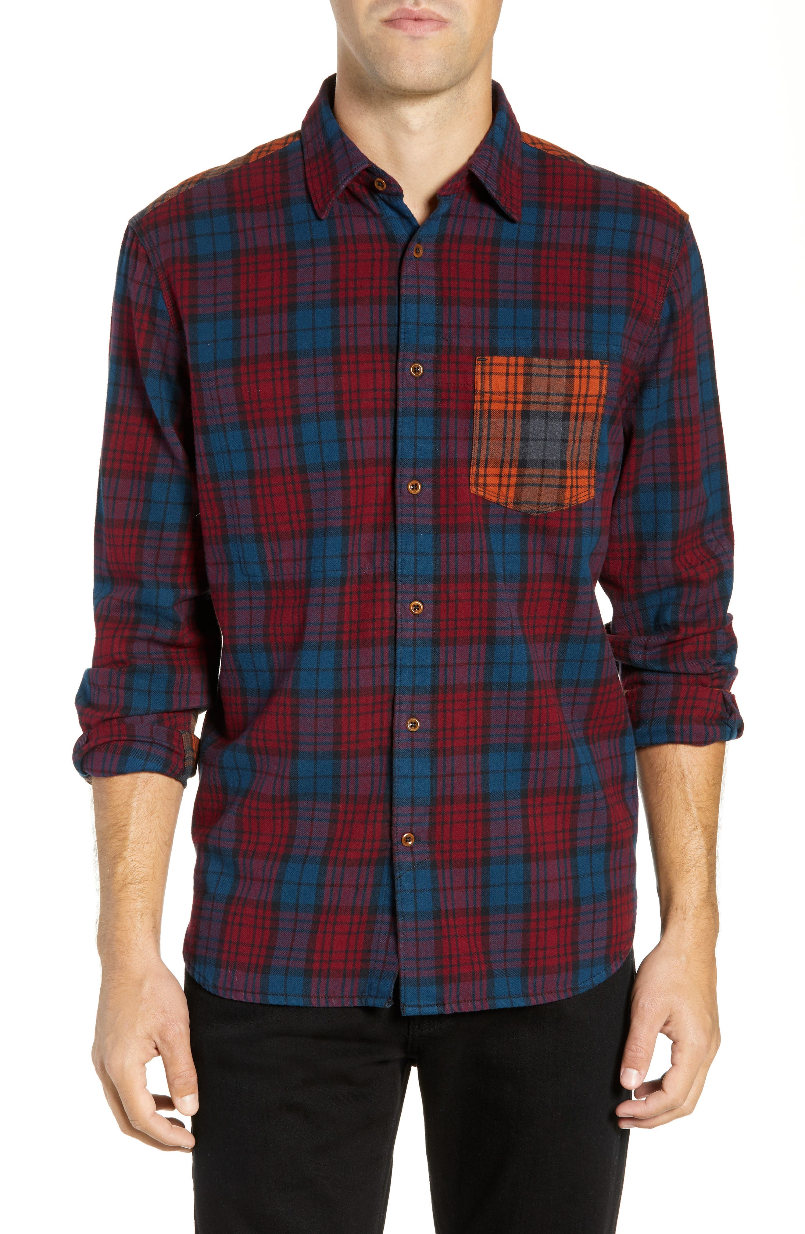 French Connection Regular Fit Tartan Flannel Sport Shirt, Red