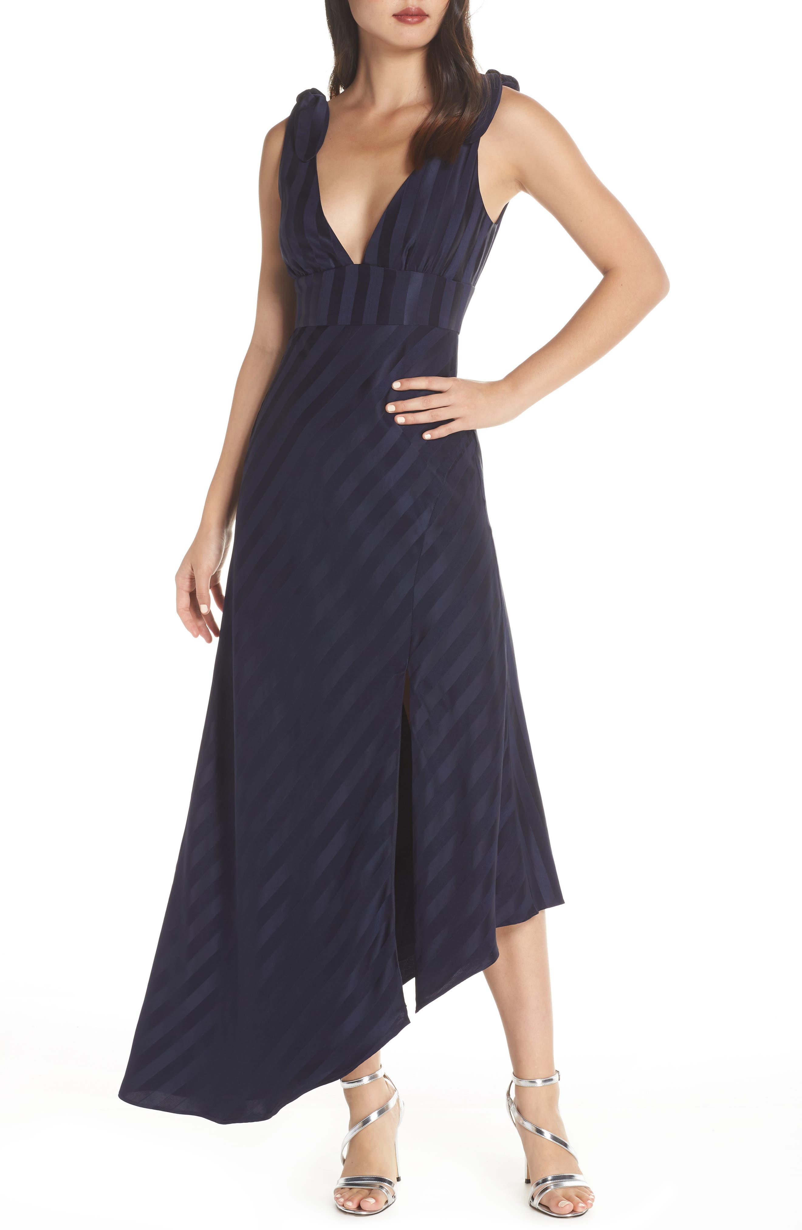 Keepsake The Label Abound Plunging Asymmetrical Evening Dress, Blue