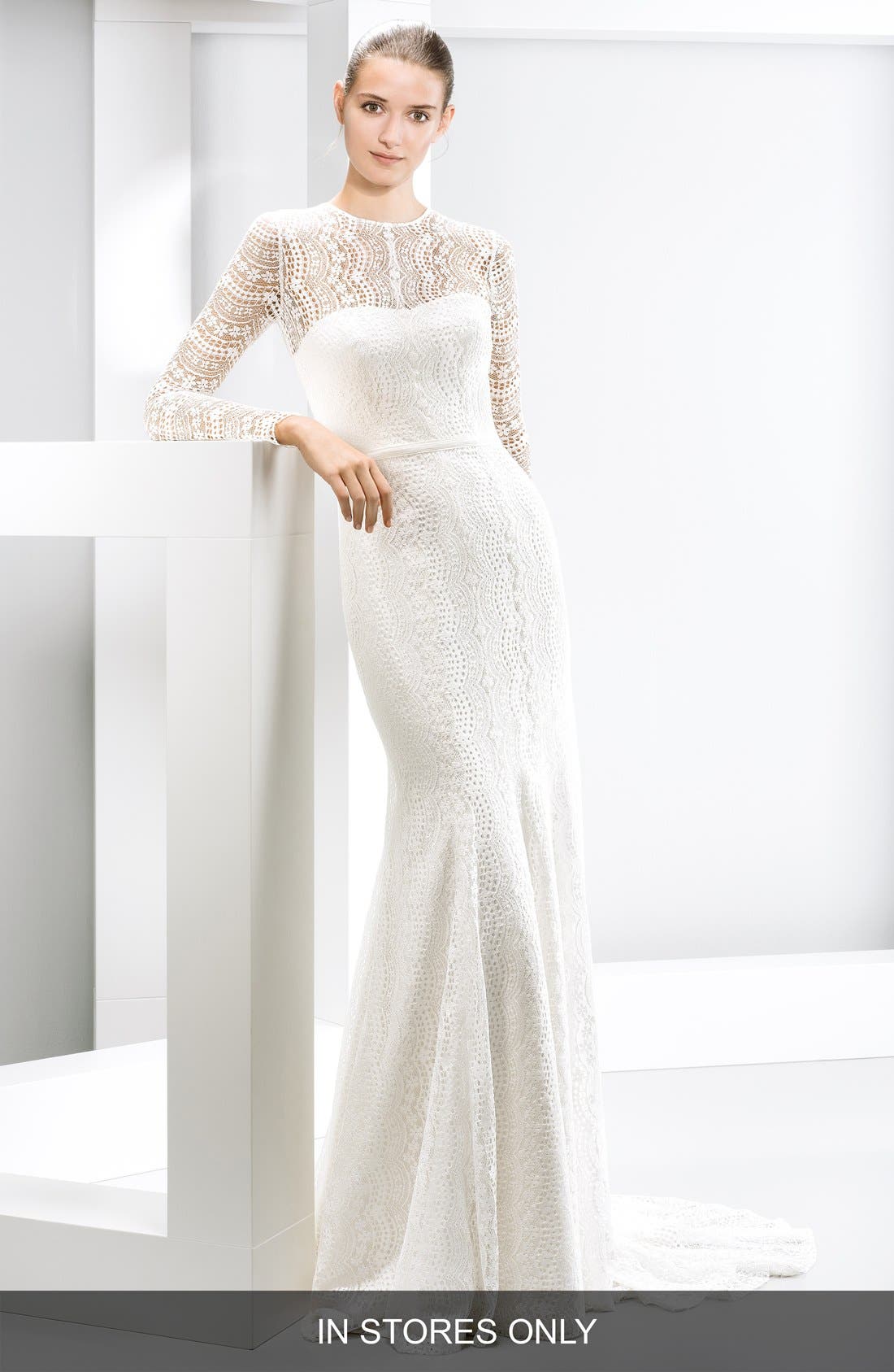 Jesus Peiro Illusion Yoke Lace Mermaid Dress